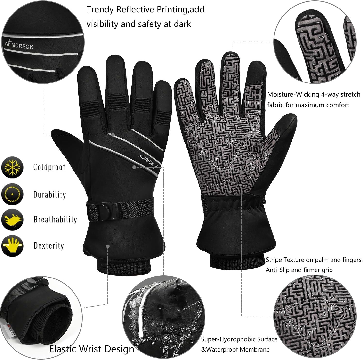Waterproof & Windproof -30°F Winter Gloves for Men/Women, 3M Thinsulate Thermal Gloves Touch Screen Warm Gloves for Skiing,Cycling,Motorcycle,Running - Image 5
