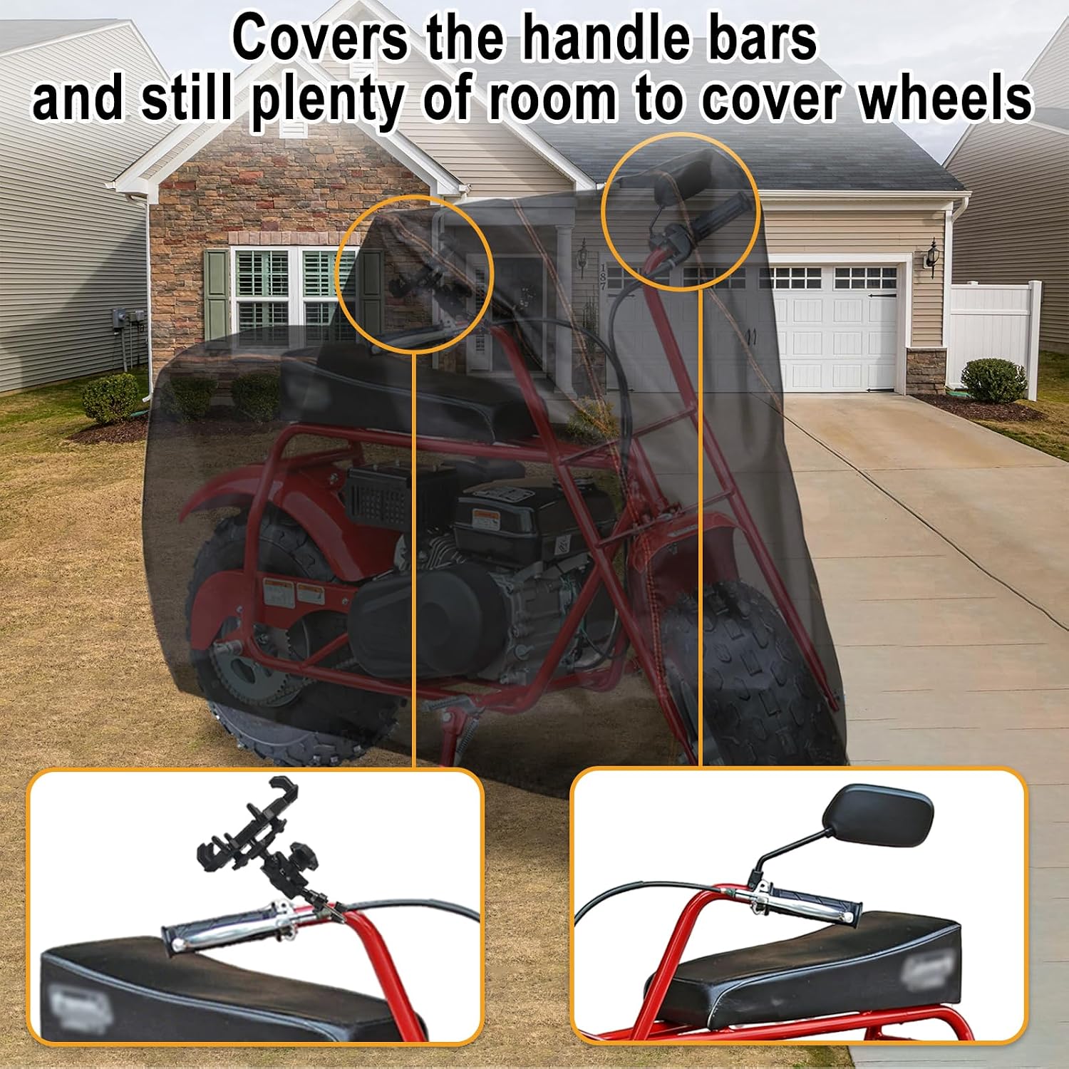 Chikia Mini Bike Cover Outdoor,Minibike Cover Waterproof,Compatible with Coleman CT200U CT200U-EX BT200X RT200 B200R B200RSV Massimo Baja Trail Master Accessories,Protection,Dustproof - Image 7