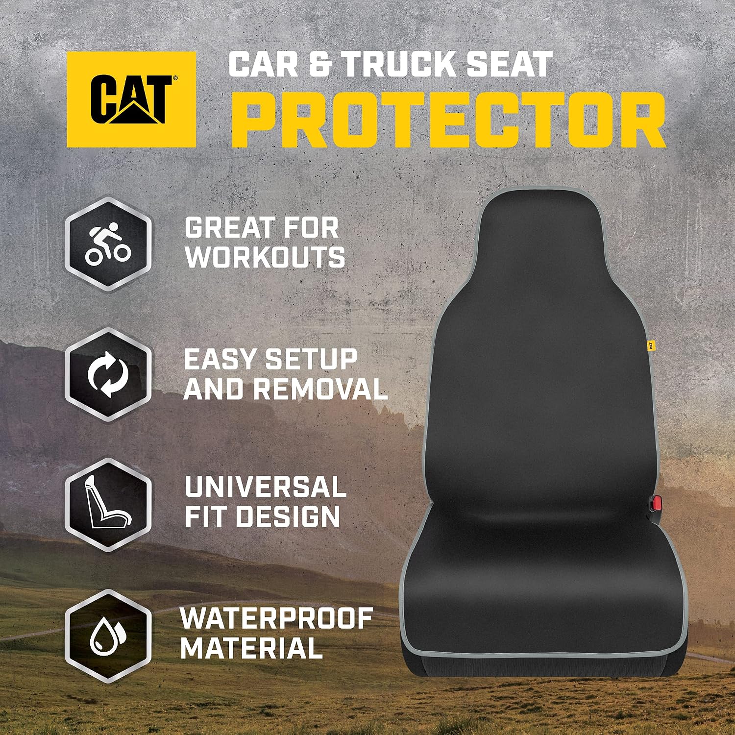 CAT® Waterproof Car Seat Covers for Front Seats, 2 Pack with Gray Trim – Durable Neoprene Seat Covers for Cars, Universal Fit for Most Cars Trucks SUV, Ideal Seat Protector for Vehicle Car Seats - Image 3
