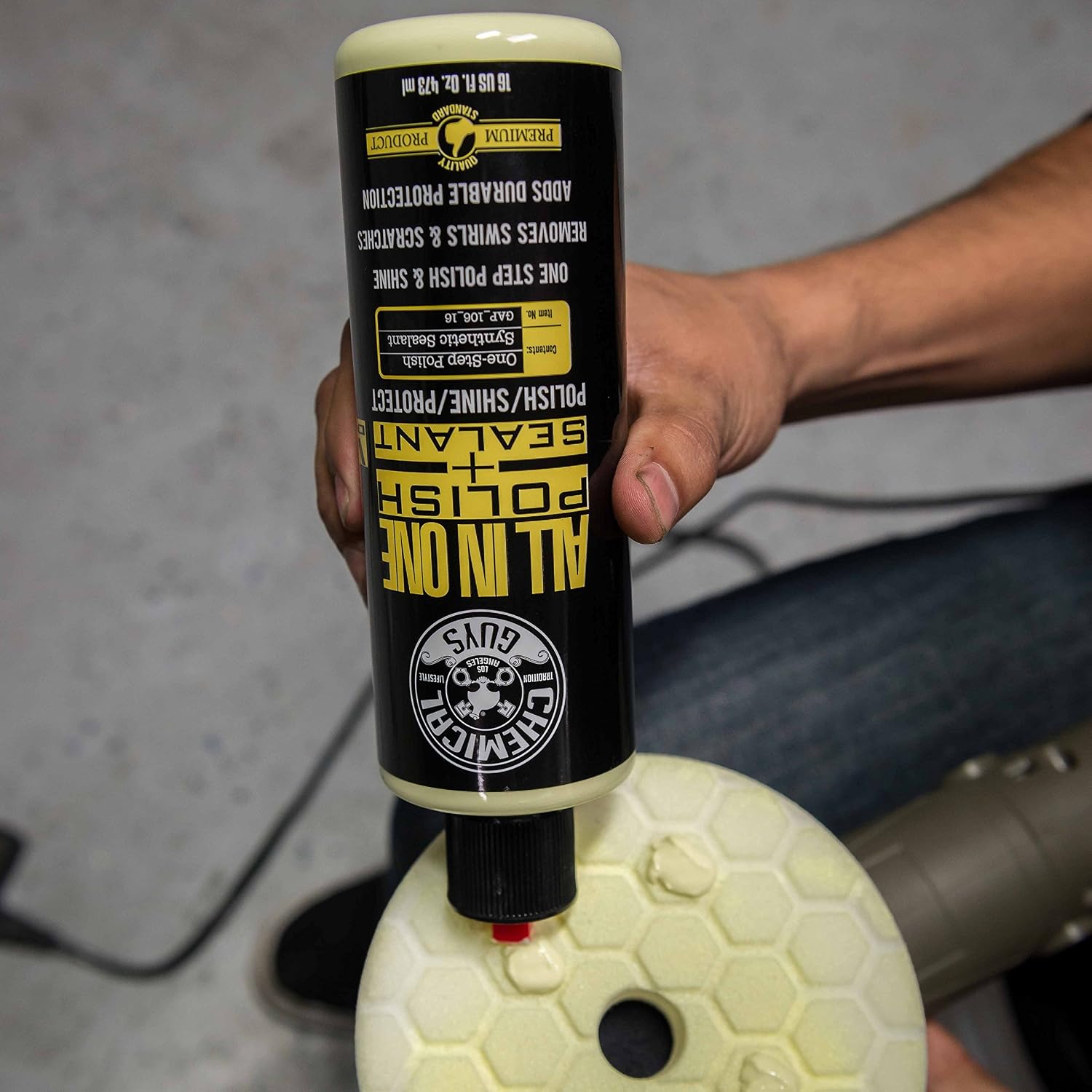 Chemical Guys, All-in-One Polish, Shine & Paint Sealant, One Step, 16 oz | Hand or machine friendly, clear coat restorer, for most automotive paint, clear coat, gel coat boats, fiberglass RV panels - Image 3