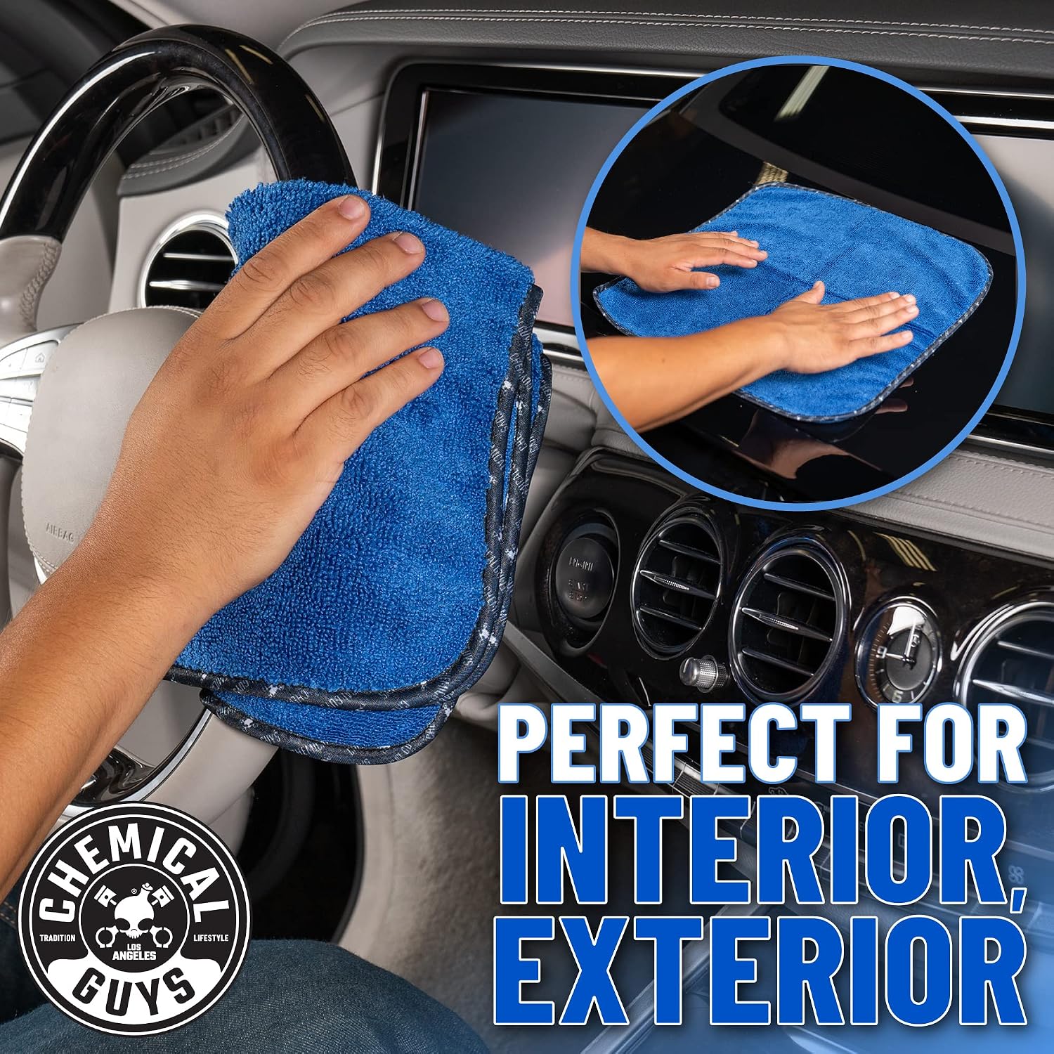 Chemical Guys, Professional Microfiber Towels, 16 x 16 in, Blue, 12 Pack | Ultra-soft, scratch-free towels to buff wax, dry panels and clean glass and interiors, machine washable - Image 7