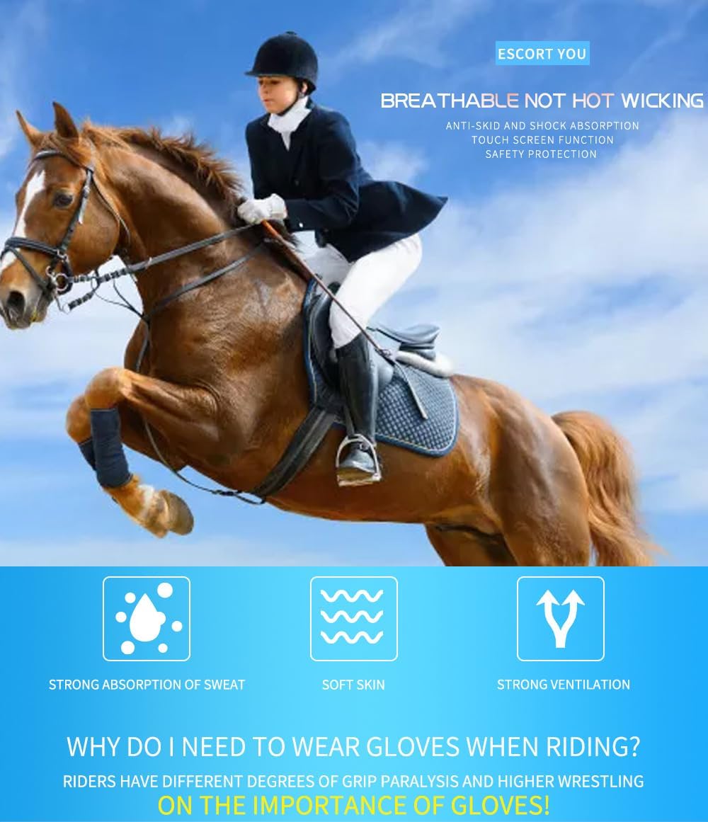 Horse Riding Gloves Equestrian Gloves for Men Women Horseback Riding Gloves with Grip for Adults Riding Sports Biking Cycling Gardening - Image 7