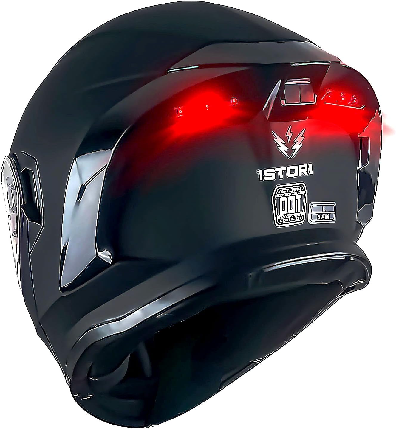 1Storm New Motorcycle Bike Modular Full Face Helmet Dual Visor Sun Shield with Rechargeable LED Tail Light: LED-X90 Matt Black - Image 2