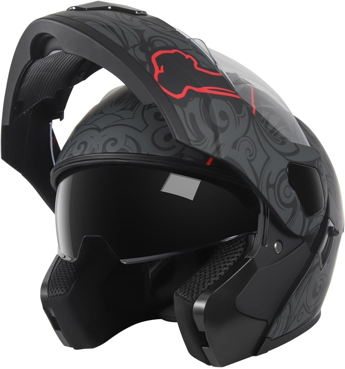 DOT Approved Full Face Modular Flip-Up Dual Visor Motorcycle Helmet for Adult Men Women, Lightweight ABS Shell & Ventilated, Street Bike ATV - Image 2