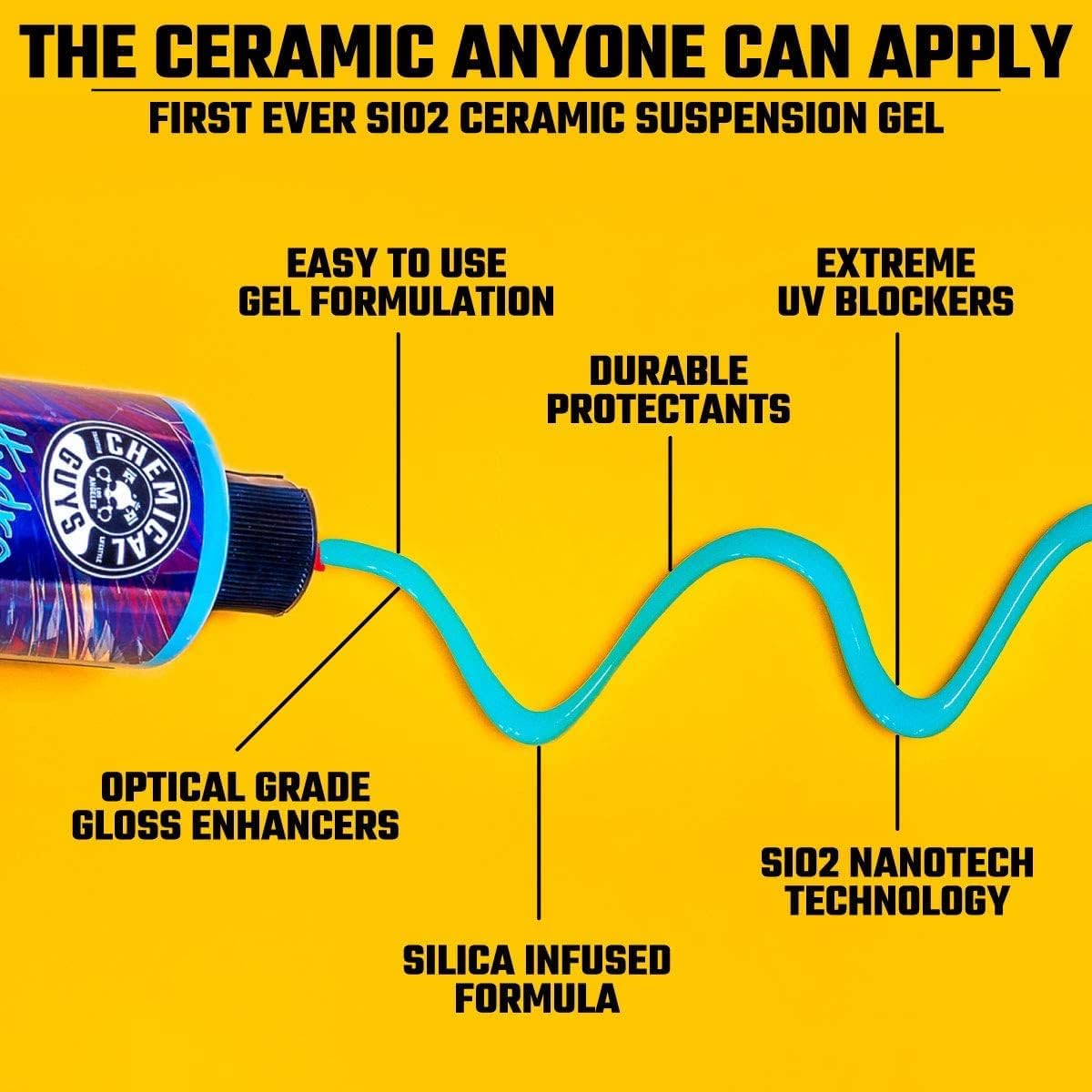 Chemical Guys, HydroSlick Intense Gloss Ceramic Coating HyperWax, 16 oz | Ceramic wax lays down high gloss and a hydrophobic, water-beading layer on paint, glass and trim, easy on and off - Image 7