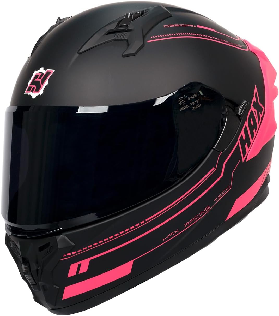 HAX Motorcycle Helmet Full Face Dual Visor for Women, DOT Approved | Adult Helmet for Motorbike Street Bike with Pinlock Ready Obsidian Pro Series - Image 2