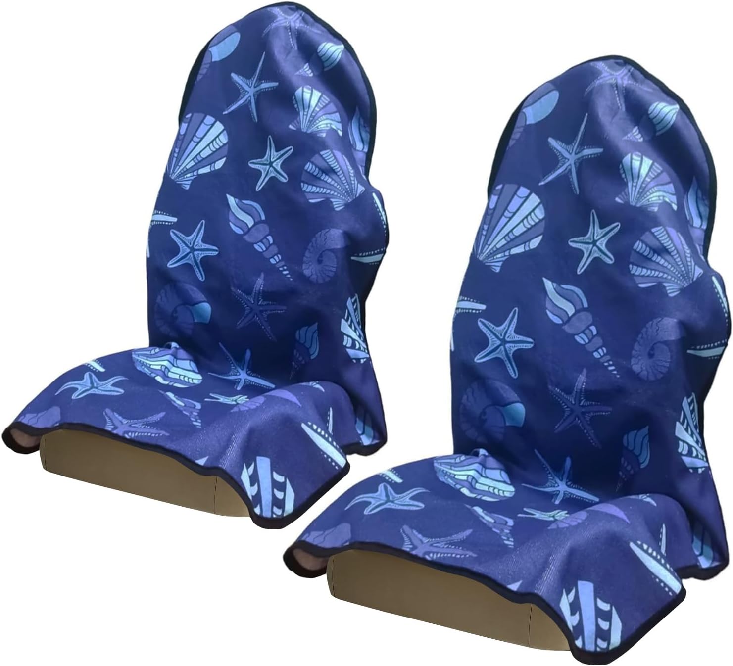 Car Seat Covers 2pcs Waterproof Towel Car Seat Cover Universal Fit for Most Trucks SUV Fitness Athletes Pets Gym and Water Sport,Conch Shells Starfish - Image 2