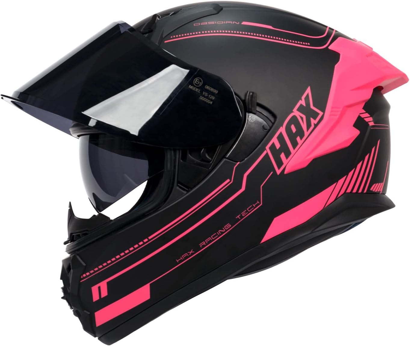 HAX Motorcycle Helmet Full Face Dual Visor for Women, DOT Approved | Adult Helmet for Motorbike Street Bike with Pinlock Ready Obsidian Pro Series - Image 4