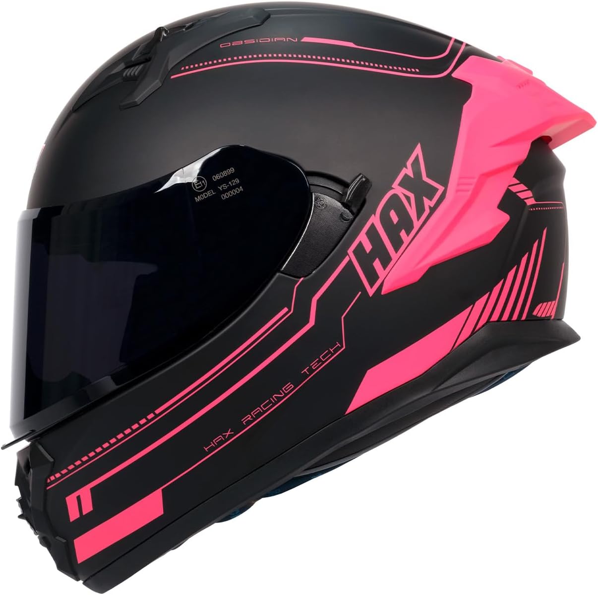 HAX Motorcycle Helmet Full Face Dual Visor for Women, DOT Approved | Adult Helmet for Motorbike Street Bike with Pinlock Ready Obsidian Pro Series - Image 6