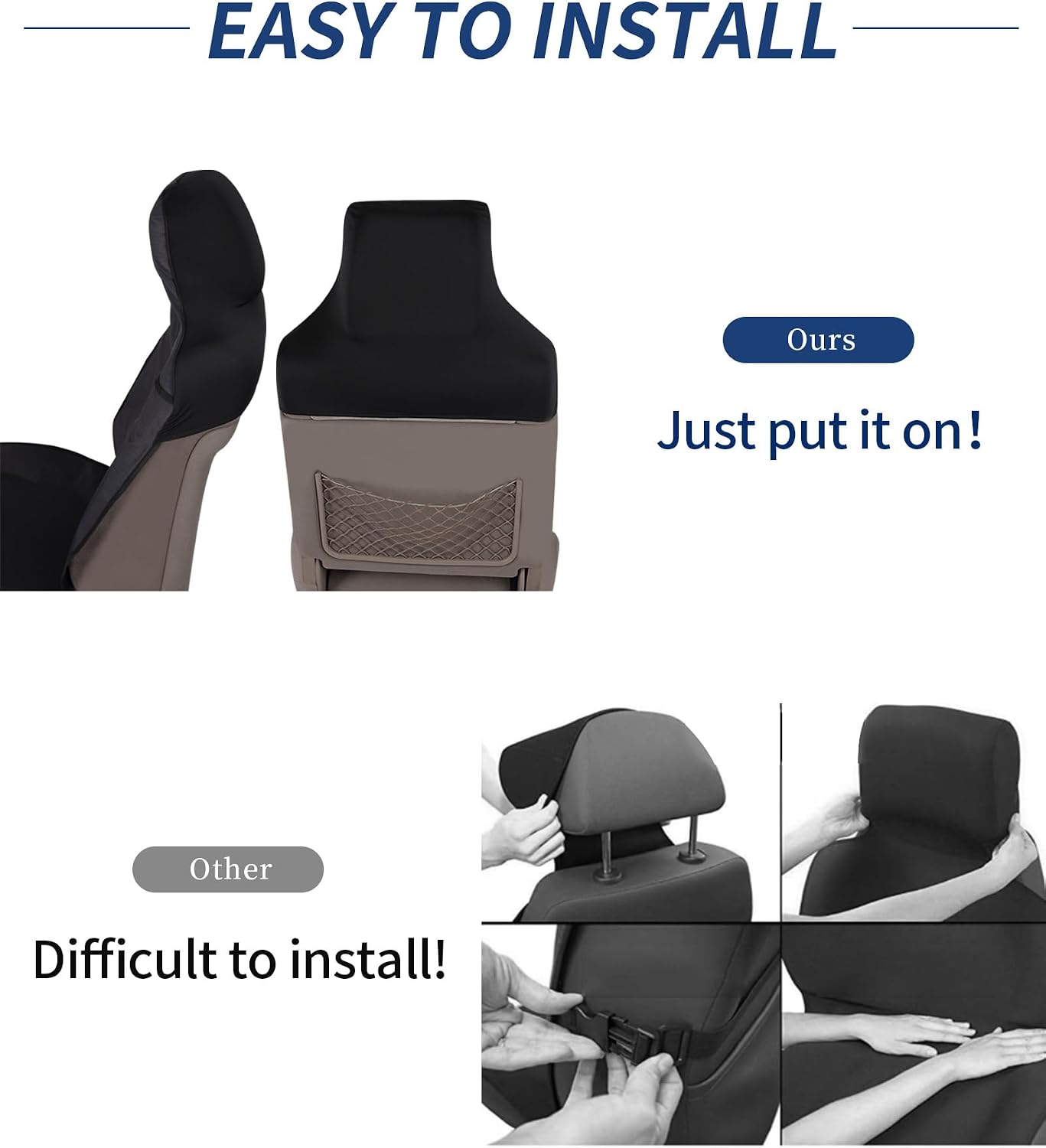Waterproof Car Seat Cover Automotive Seat Covers for Cars Trucks and SUVs Car Seat Cover Protector Front Seats Navy-2 - Image 5