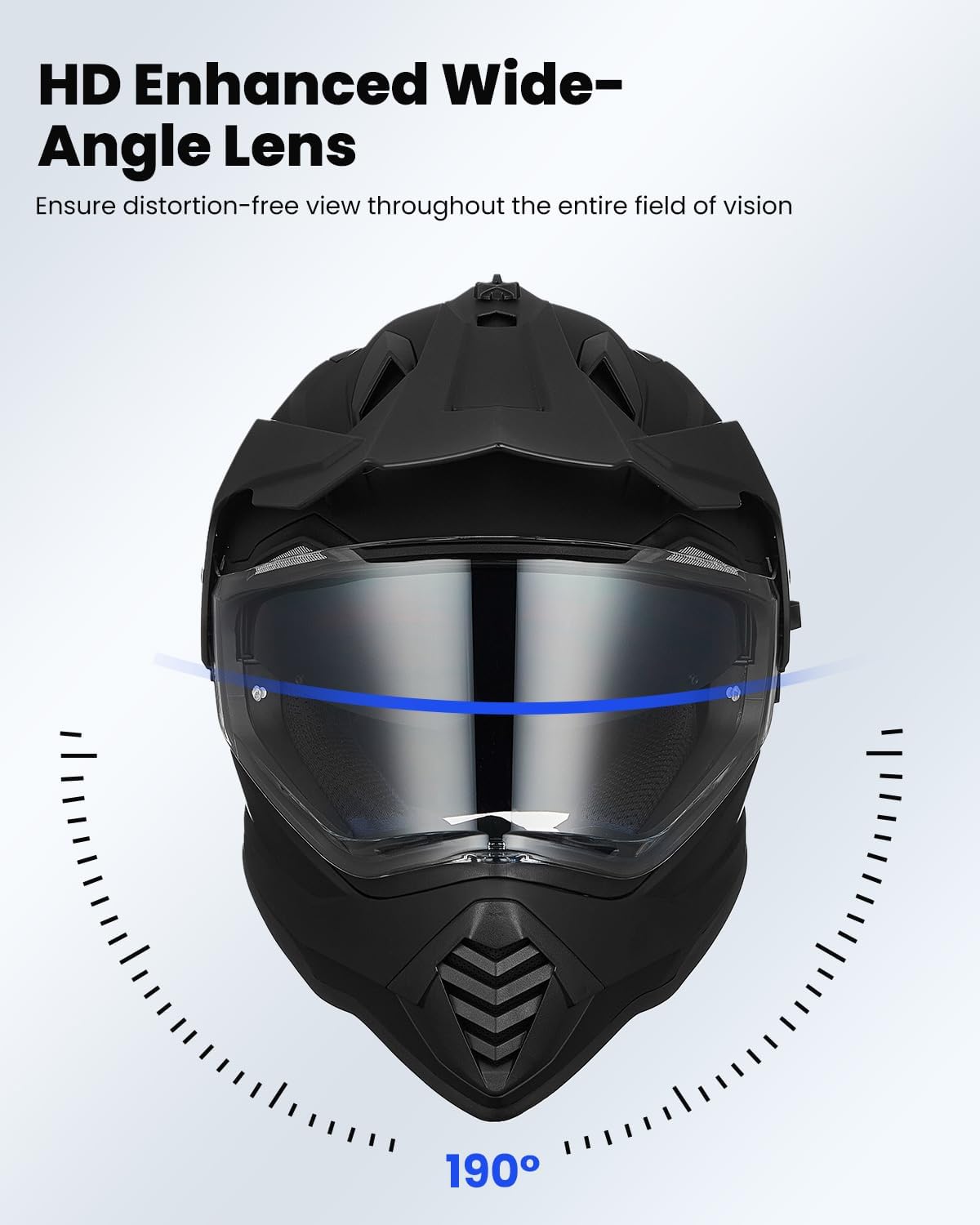 ILM Dual Sport Adventure Motorcycle Helmet with Pinlock Compatible Sun Visor Snowmobile ATV Dirt Bike Off Road Casco Model WS902 (Matte Black, L) - Image 5
