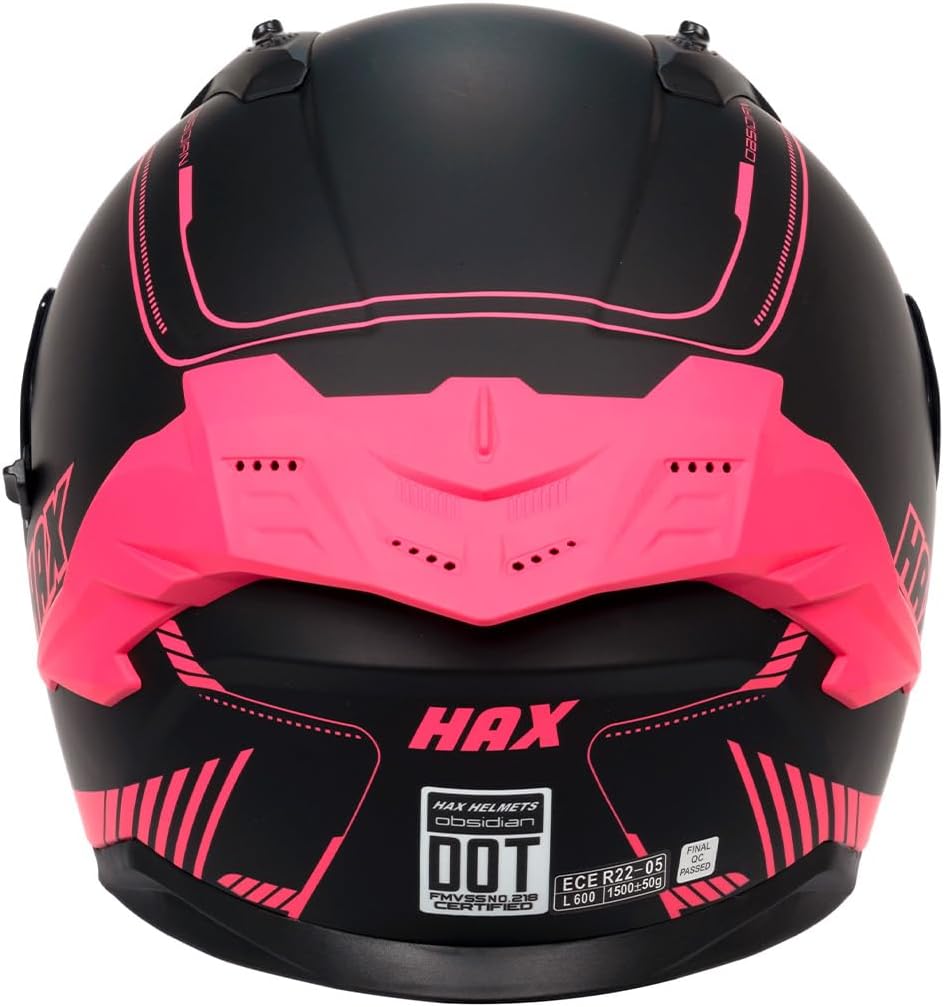 HAX Motorcycle Helmet Full Face Dual Visor for Women, DOT Approved | Adult Helmet for Motorbike Street Bike with Pinlock Ready Obsidian Pro Series - Image 8