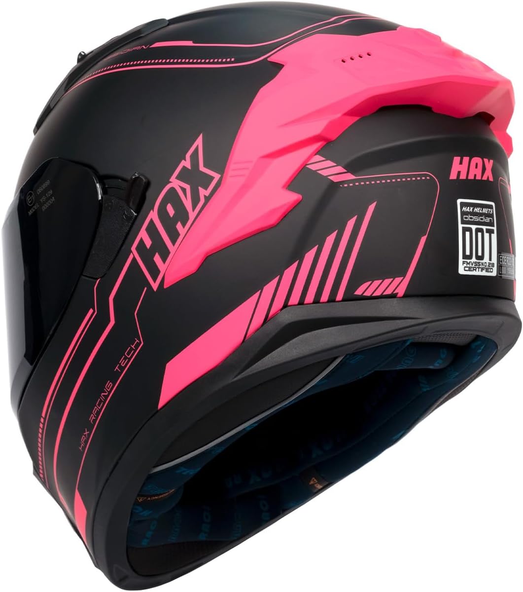 HAX Motorcycle Helmet Full Face Dual Visor for Women, DOT Approved | Adult Helmet for Motorbike Street Bike with Pinlock Ready Obsidian Pro Series - Image 9