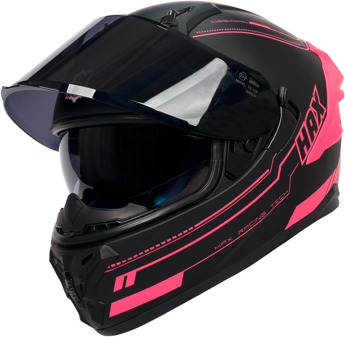 HAX Motorcycle Helmet Full Face Dual Visor for Women, DOT Approved | Adult Helmet for Motorbike Street Bike with Pinlock Ready Obsidian Pro Series - Image 5