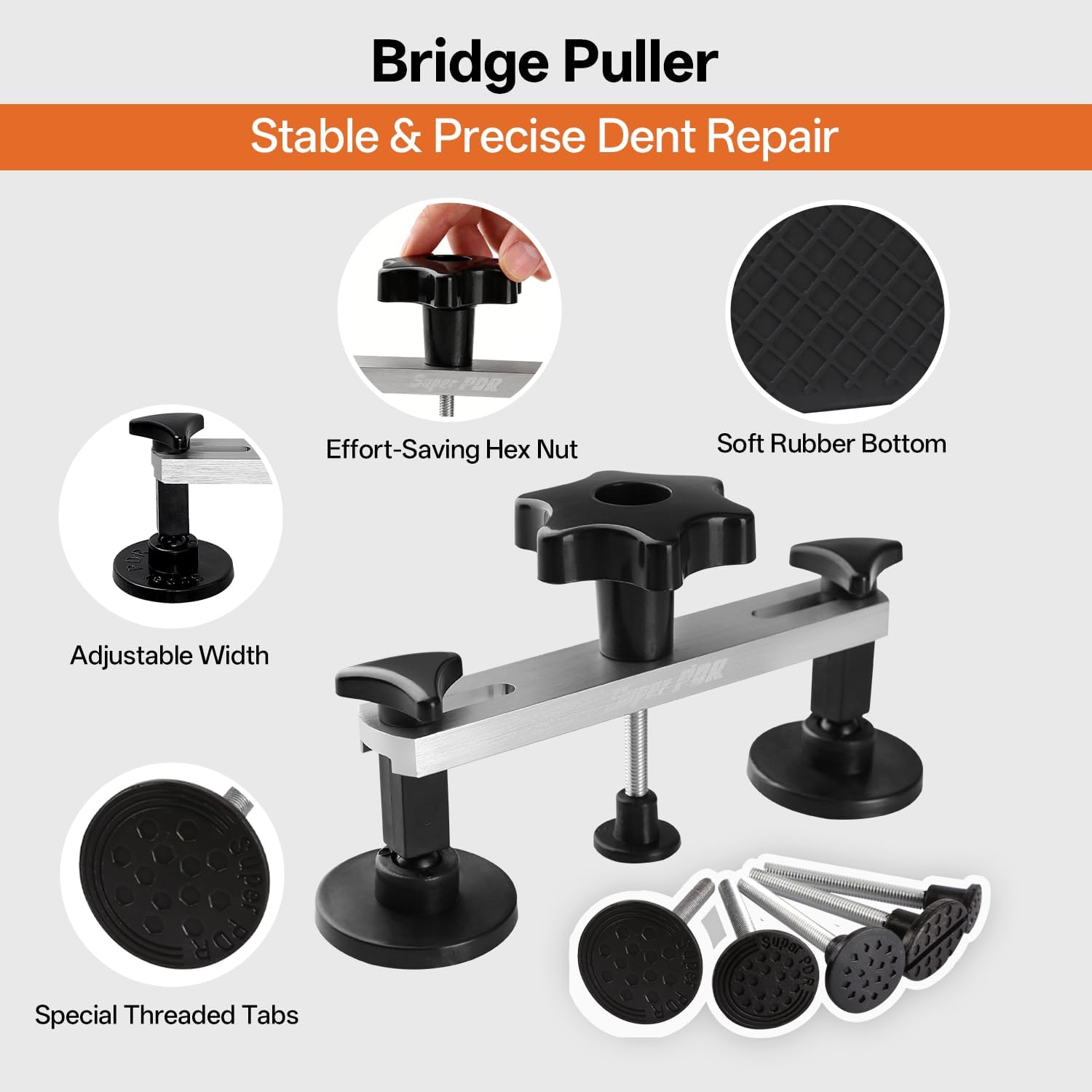 Paintless Dent Repair Kit for Car, PDR Paintless Dent Removal Tools | Dent Puller Kit with Dent Lifter & Pro Dent Puller Tabs, Auto Body Dent Puller for Car Dent Repair, Hail Damage Repair - Image 5