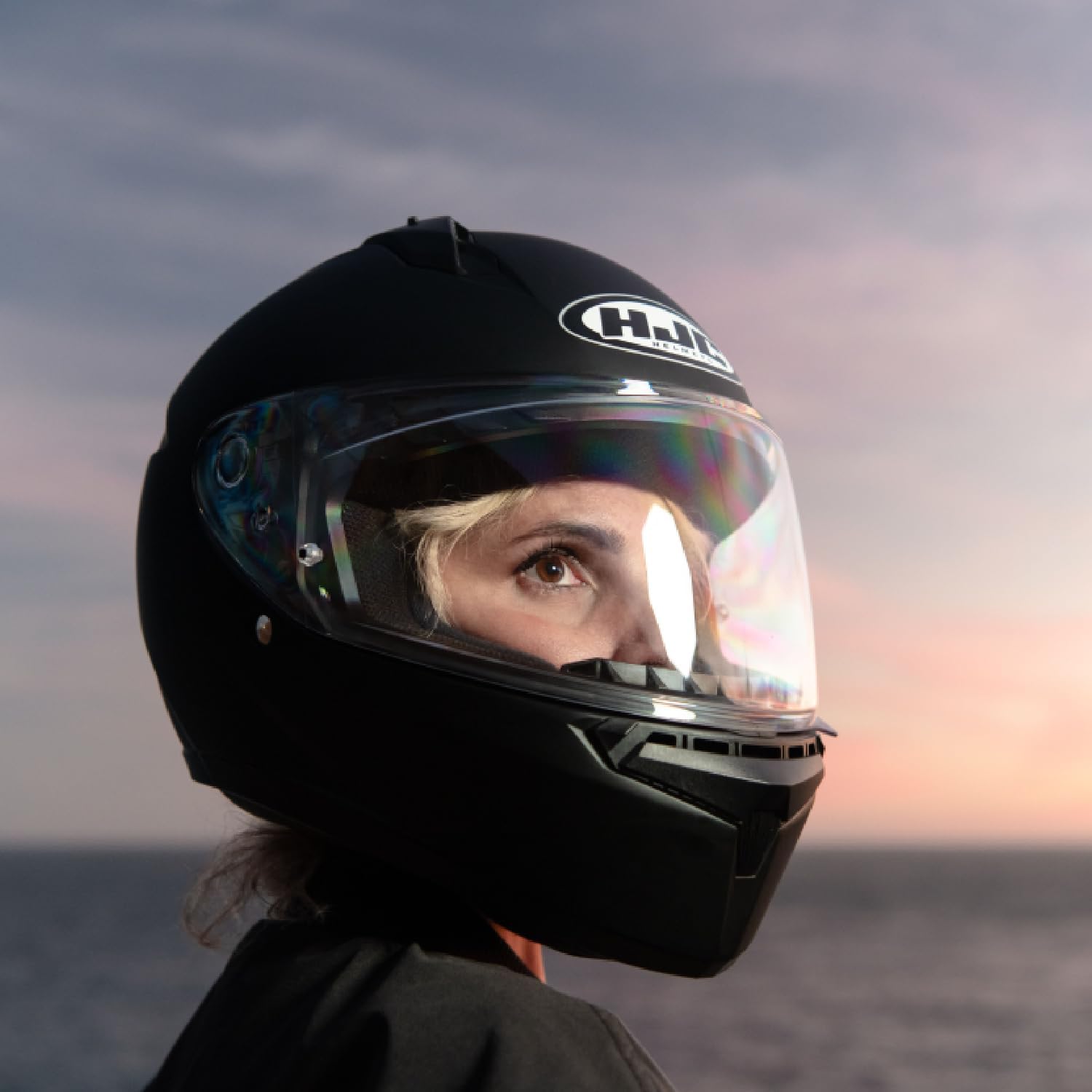 HJC C10 Solid Full Face Motorcycle Helmet (Semi Flat Black, Large) - Image 3