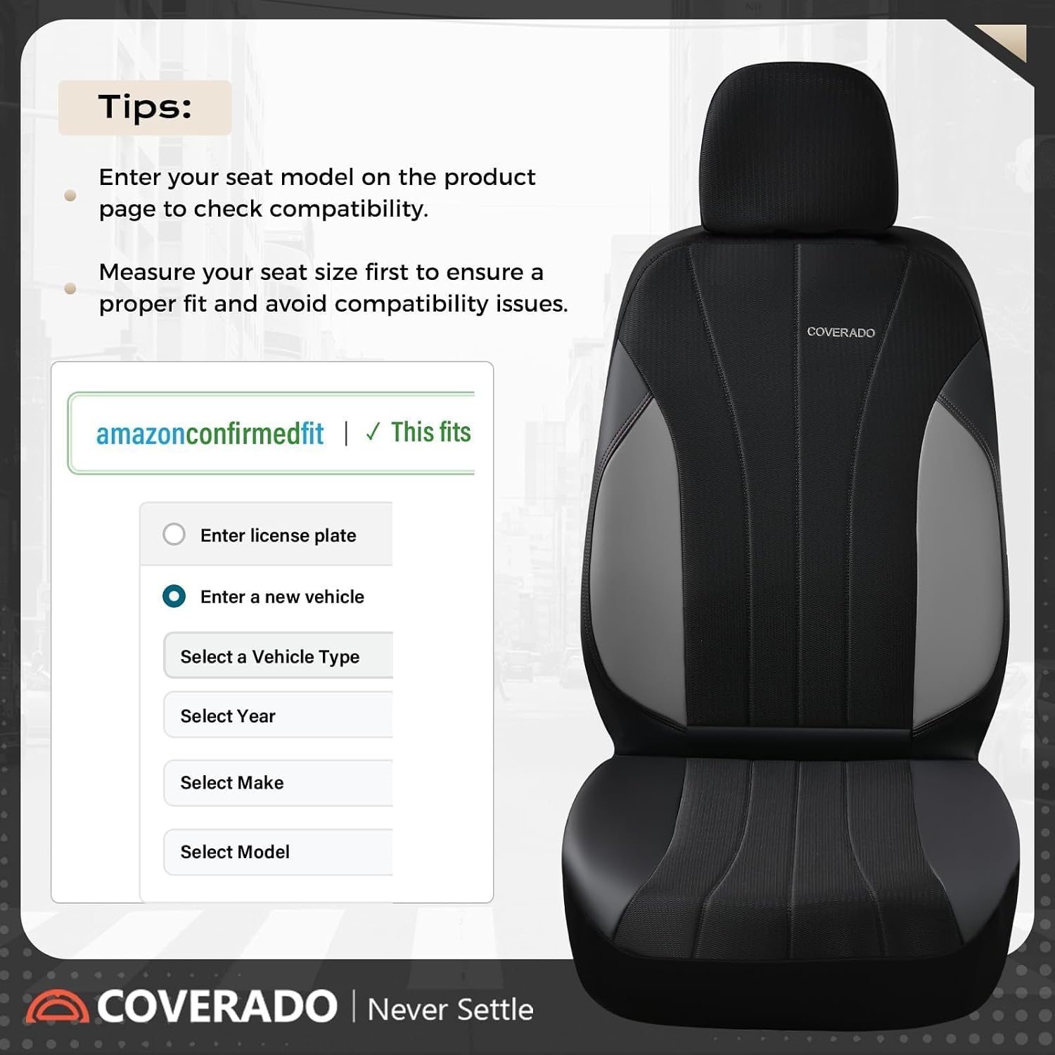 Coverado Automotive Seat Cover Full Set, Front and Rear Seat Covers, Waterproof Leather Seat Covers 5 Seats, Luxury Car Seat Protectors Universal Fit for Most Vehicles, SUV, Truck, Sedan - Image 7