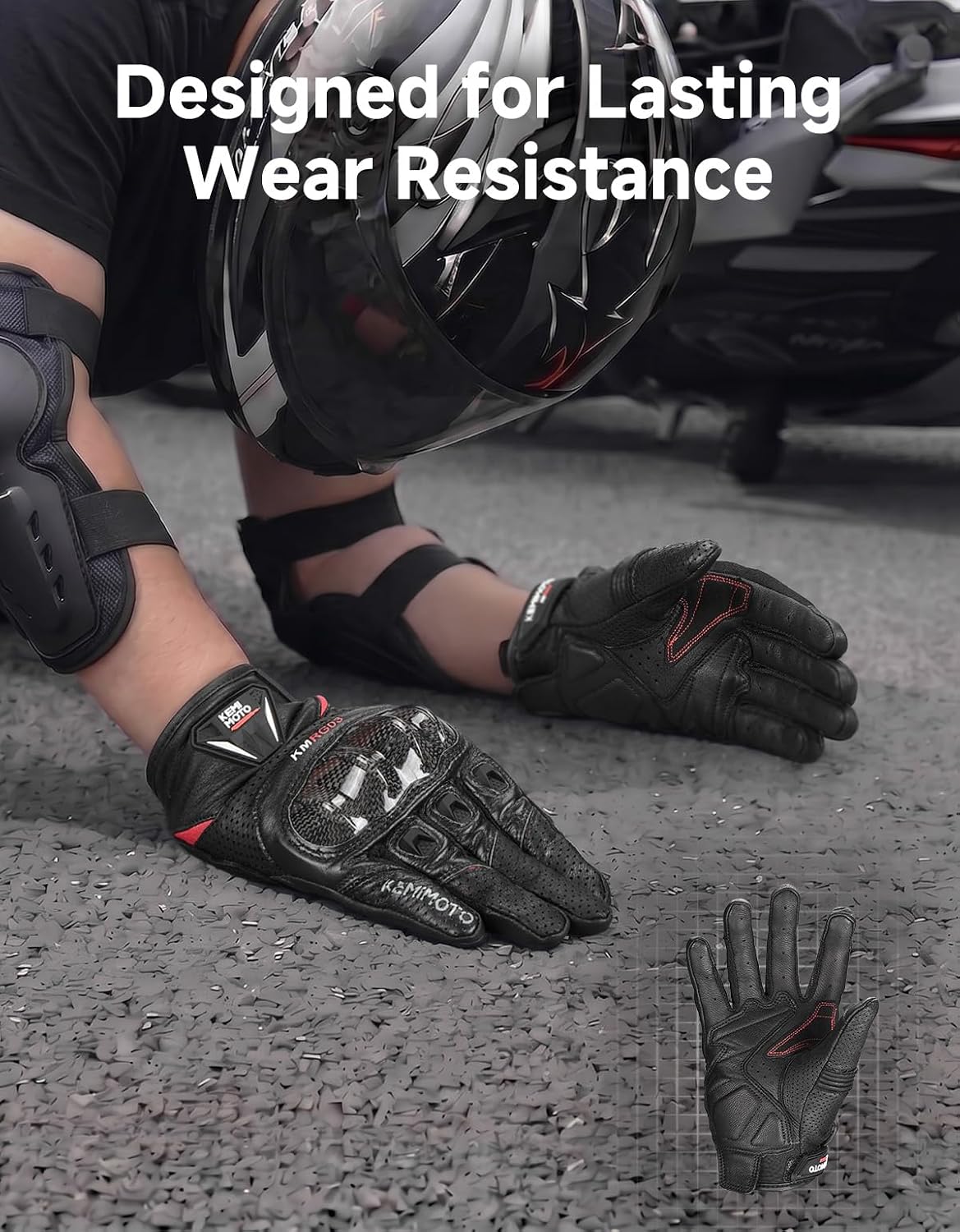 KEMIMOTO Sheepskin Leather Motorcycle Gloves for Men, Protective Motorcycle Gloves for Motocross Motorbike Dirt Bike Bicycle Racing ATV UTV - Image 6