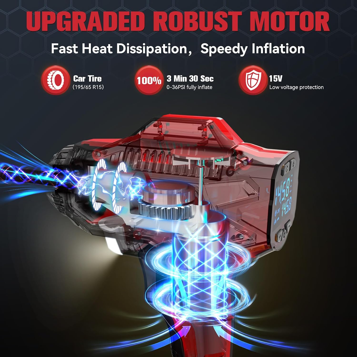 DIYtoolifz 160PSI Tire Inflator Compatible with Milwaukee 18V Battery | Portable Air Compressor Cordless Air Pump with Digital Pressure Gauge for Cars, SUV, Motorcycles, Bikes, Balls (Tool Only) - Image 3