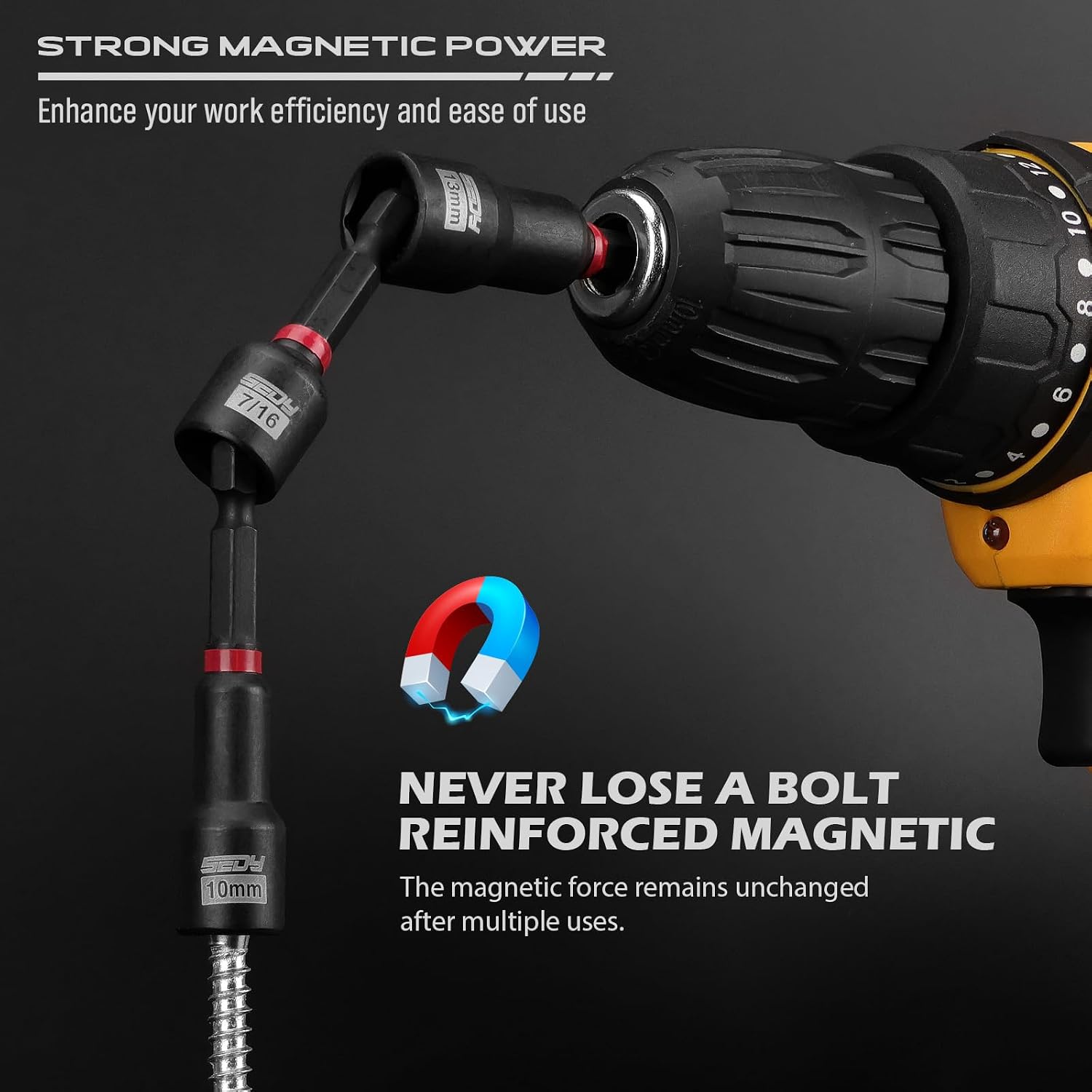 80-Piece Premium Magnetic Impact Nut Driver Set Metric & SAE with Socket Adapters, Bit Holder, Wing Nut Driver, Universal Sockets, Quick Release Extension, Power Bits - Image 7