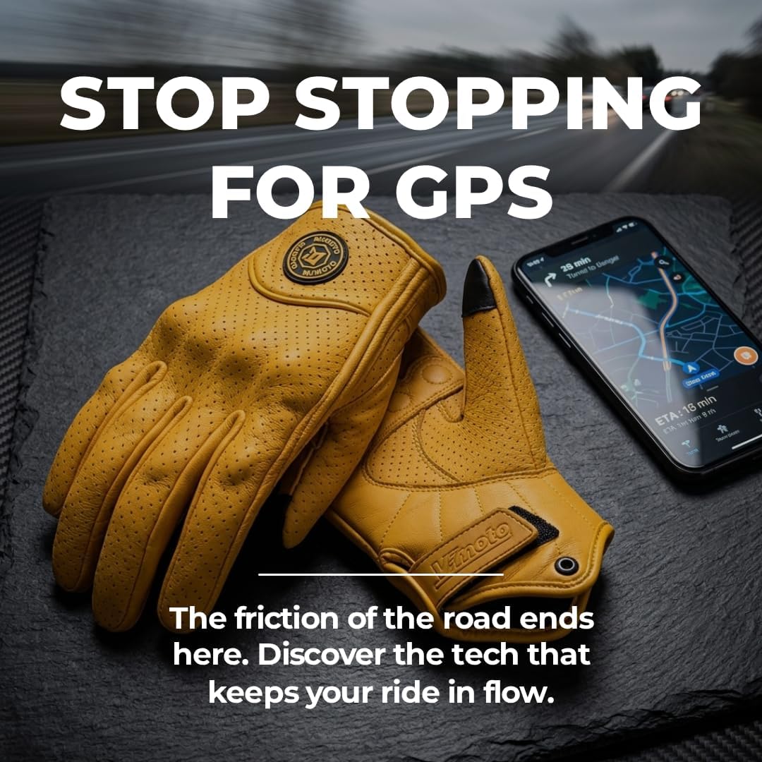 Classic Goat Leather Motorcycle Gloves, Touchscreen Breathable Summer Riding Gear for Men and Women - Image 4
