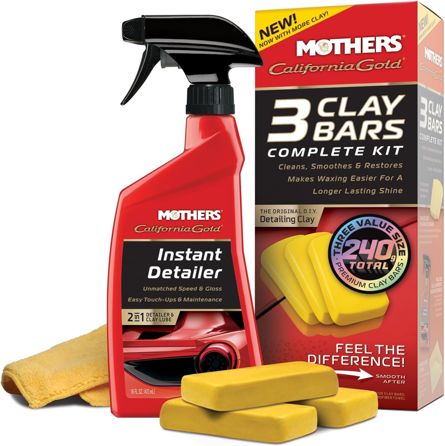 Mothers California Gold 3 Clay Bar Complete Kit, 3 80-gram Clay Bars, 07240 | Removes Contaminants, Restores Brilliance & Smoothness of Paint - Image 2