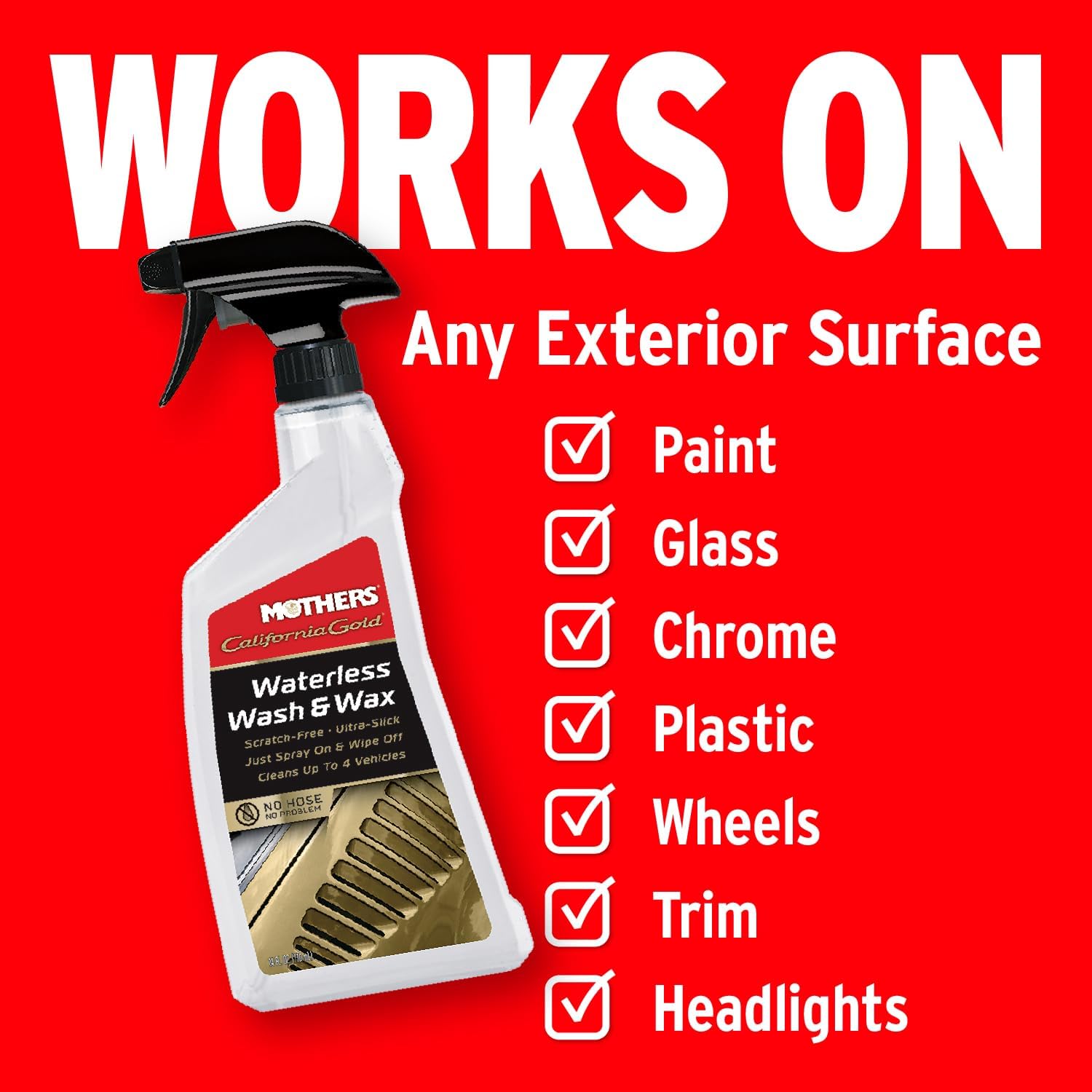 Mothers California Gold Waterless Wash & Wax, 24 oz. (05644) | Quick & Easy Car Care Without Water, Spray On & Wipe Off Ultra-Slick Formula Safely Removes Dirt & Grime Scratch-Free - Image 6