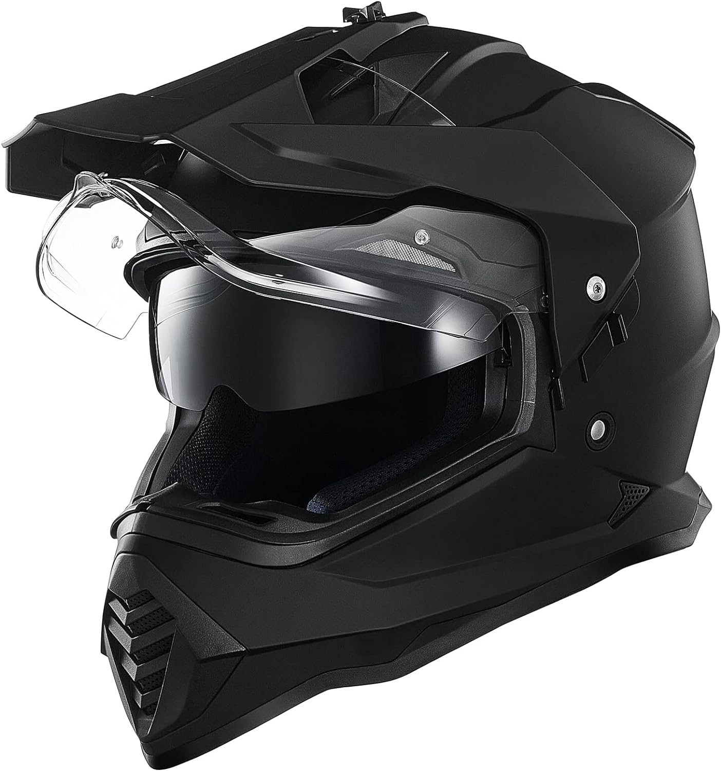 ILM Dual Sport Adventure Motorcycle Helmet with Pinlock Compatible Sun Visor Snowmobile ATV Dirt Bike Off Road Casco Model WS902 (Matte Black, L) - Image 2