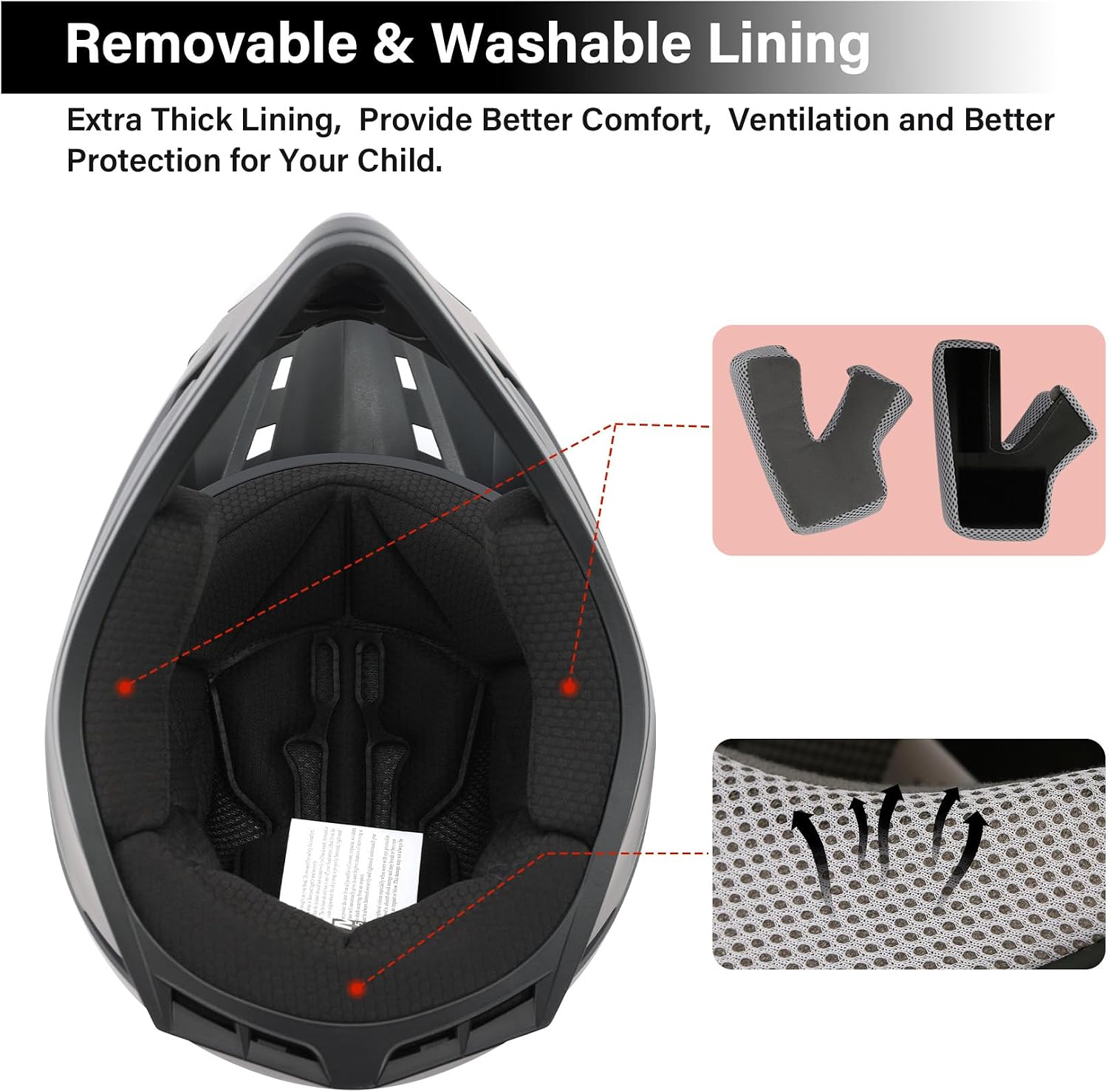 Youth Dirt Bike Helmet DOT Approved Kids Full Face Motocross Helmets | Motorcycle Riding Gear included Goggles & Gloves, Ultra-Lightweight, For ATV UTV Off-Road, Matte Black Medium - Image 5