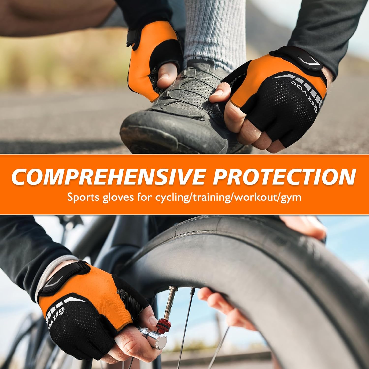 Cycling Gloves with Shock-Absorbing Pad, Extra Grip, Flexible Fit, Light Weight, Breathable for Men and Women Mountain Biking - Image 3