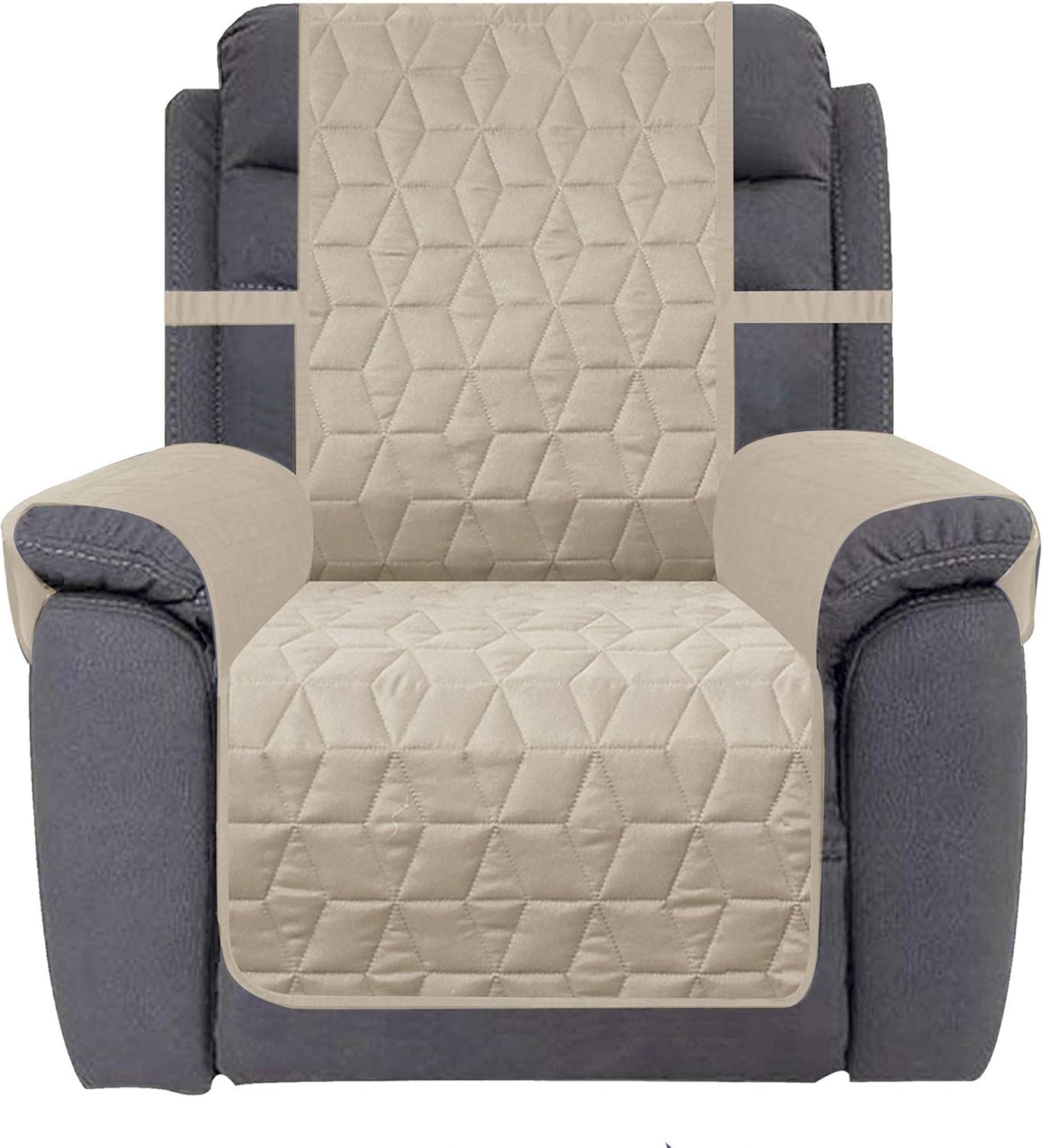 Ameritex Waterproof Nonslip Recliner Cover Christmas Decor Stay in Place, Dog Couch Recliner Cover Furniture Protector for Pets and Kids (Beige, 23'') - Image 2