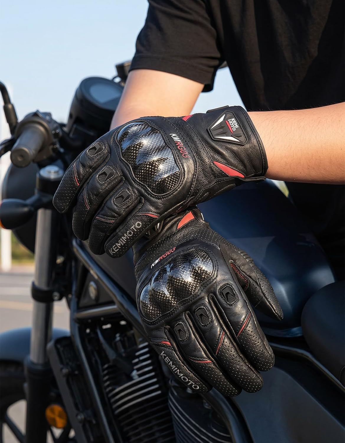 KEMIMOTO Sheepskin Leather Motorcycle Gloves for Men, Protective Motorcycle Gloves for Motocross Motorbike Dirt Bike Bicycle Racing ATV UTV - Image 8