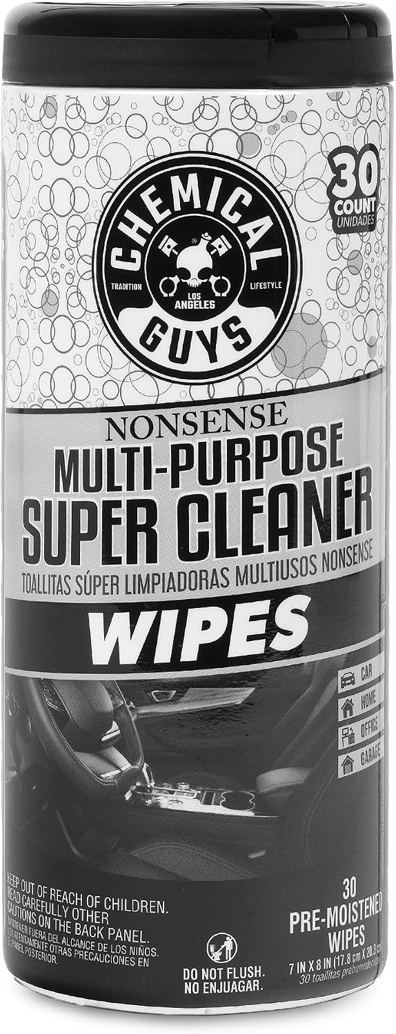 Chemical Guys, Nonsense Colorless All-Purpose Cleaner Wipes, 30 Ct Canister | Colorless, residue-free wipes clean vinyl, rubber, plastic, leather, carpet and upholstery, thirty per canister - Image 2