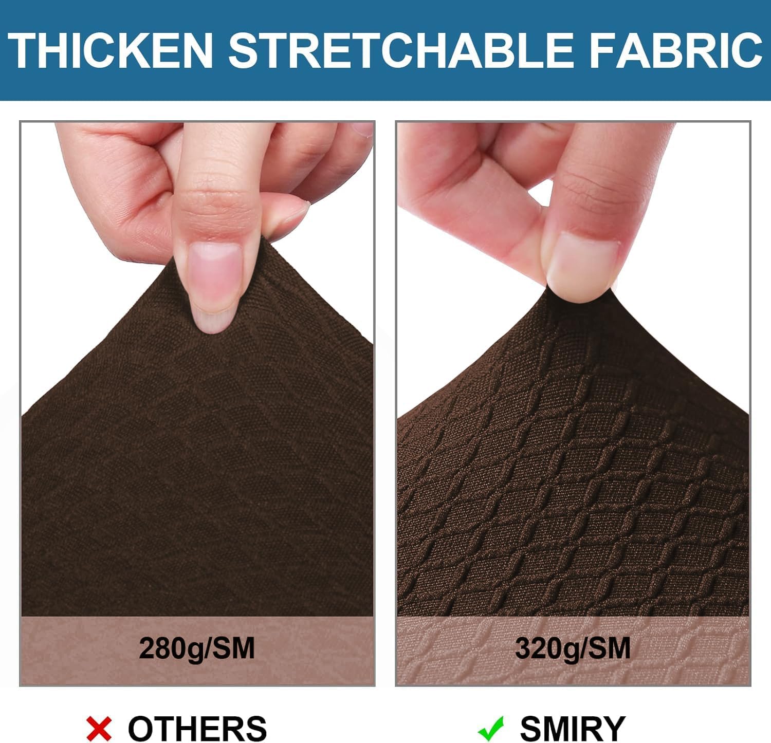 Smiry Waterproof Seat Covers for Dining Room Chairs, No Rear Covers | Stretch Jacquard Removable Washable Chair Seat Slipcovers Protector, Set of 4, Brown - Image 5