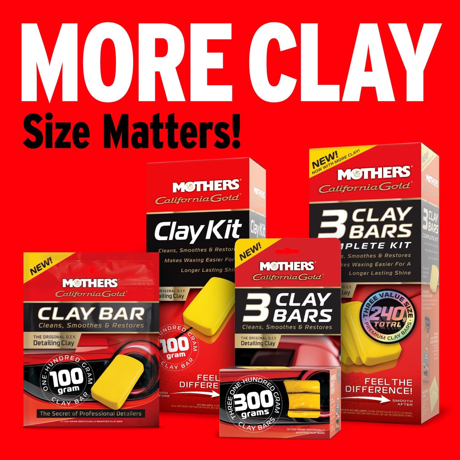 Mothers California Gold 3 Clay Bar Complete Kit, 3 80-gram Clay Bars, 07240 | Removes Contaminants, Restores Brilliance & Smoothness of Paint - Image 9