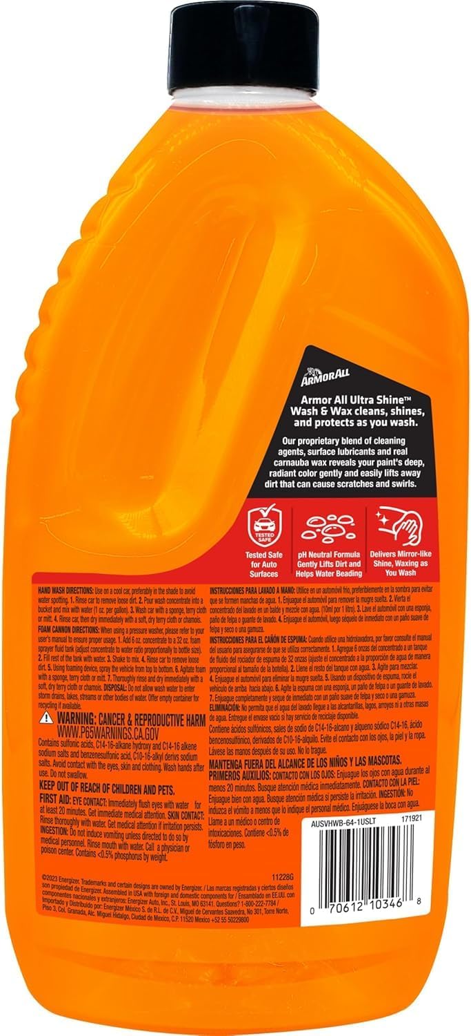 Armor All Ultra Shine Car Wash and Car Wax,Cleaning Fluid for Cars,Trucks,Motorcycles,64 Fl Oz Each,(Pack of 3) - Image 4