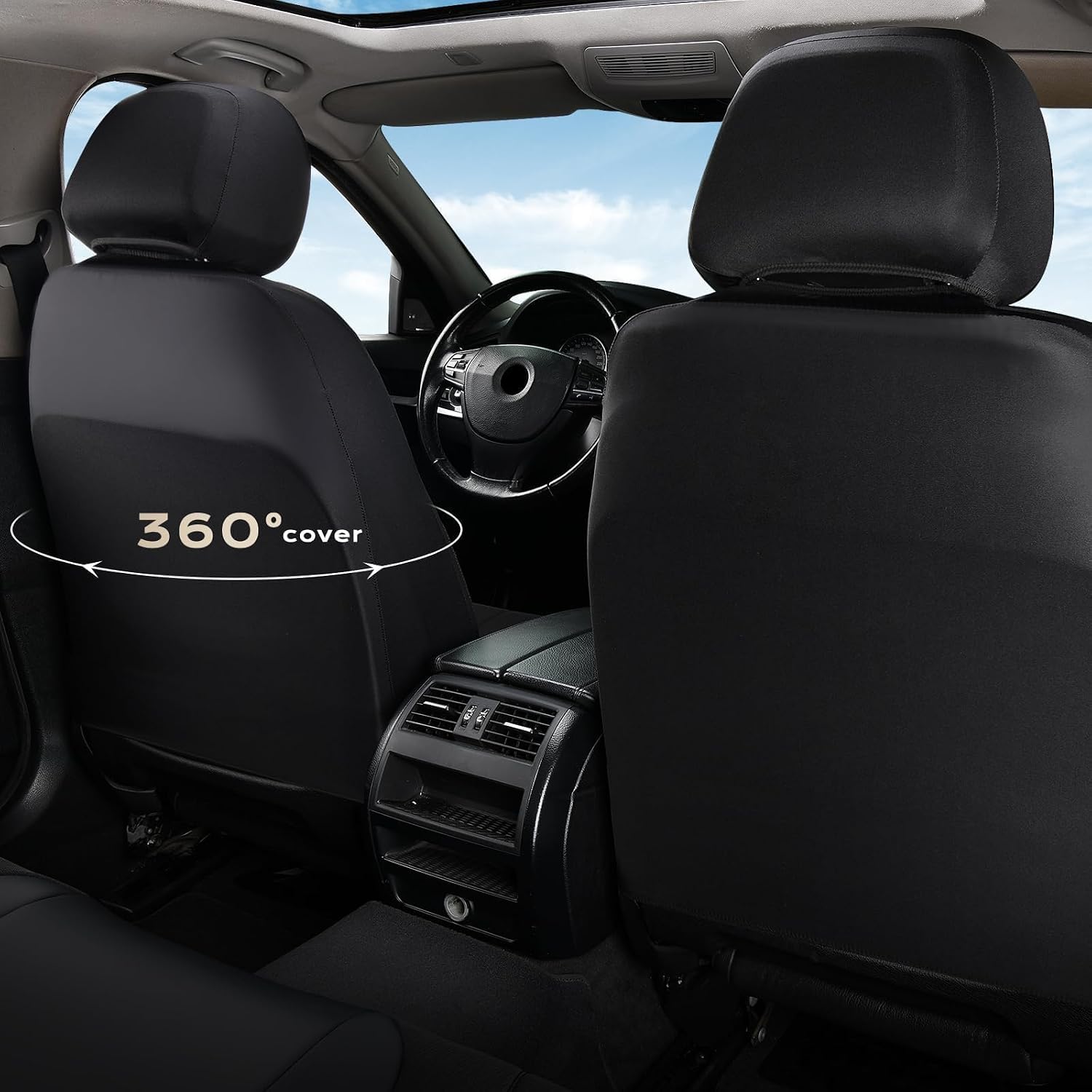 Coverado Automotive Seat Cover Full Set, Front and Rear Seat Covers, Waterproof Leather Seat Covers 5 Seats, Luxury Car Seat Protectors Universal Fit for Most Vehicles, SUV, Truck, Sedan - Image 8