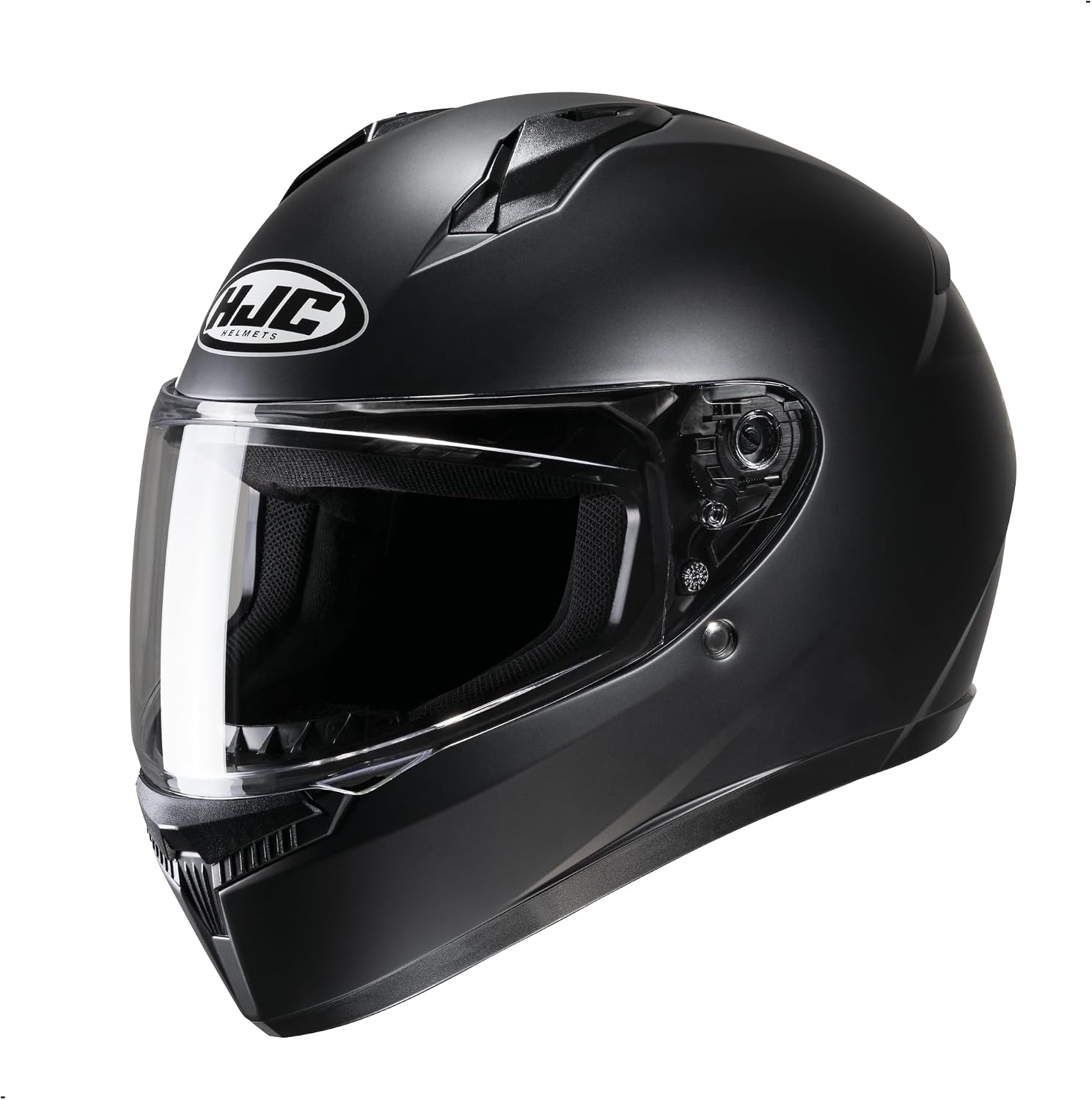 HJC C10 Solid Full Face Motorcycle Helmet (Semi Flat Black, Large) - Image 2