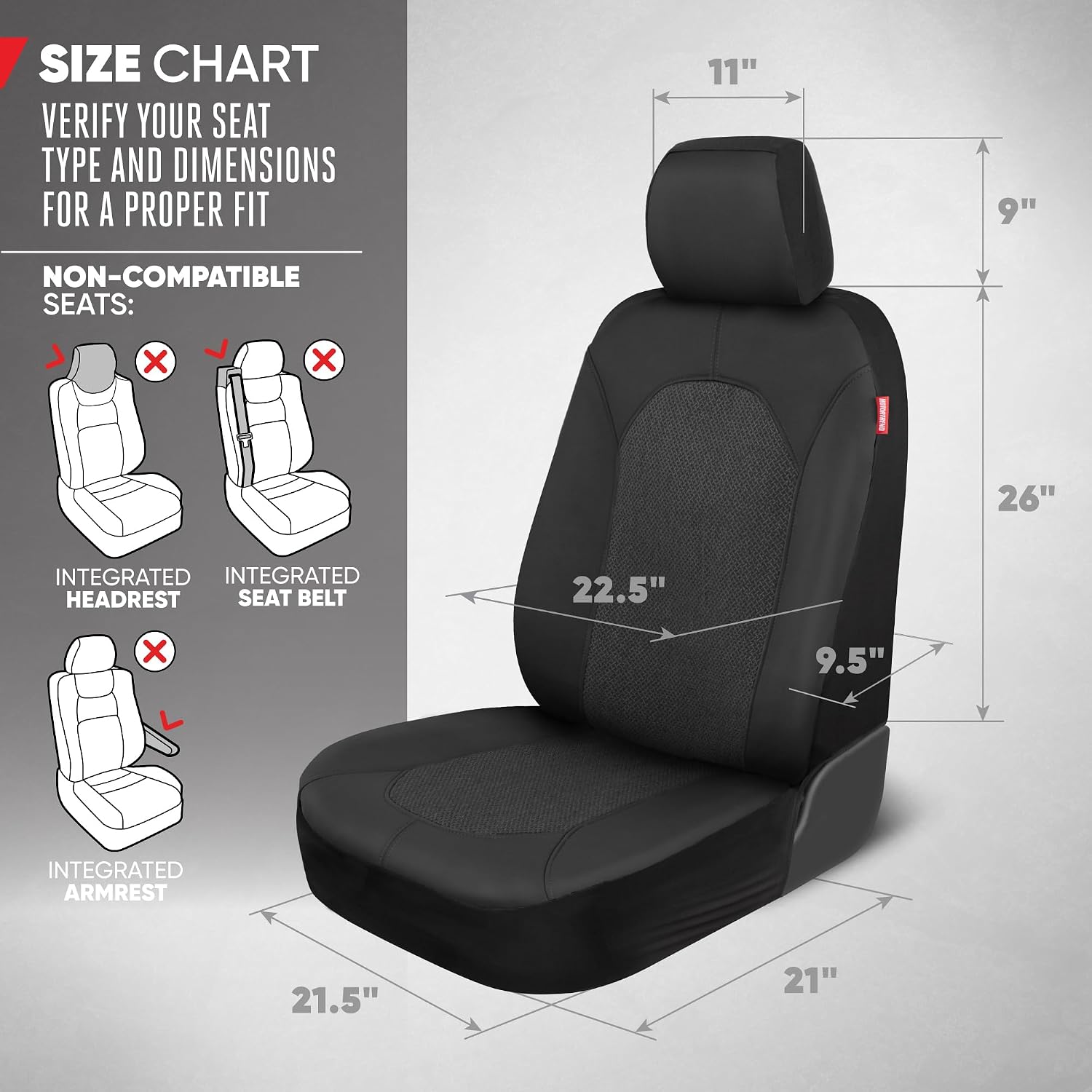 Motor Trend Black Car Seat Covers Set - 2 Front Seats – Spill-Proof Neoprene CarSeat Cover Protector for Cars – Automotive Car Accessories Interior Covers for SUV & Small Trucks – Semi Universal Fit - Image 4