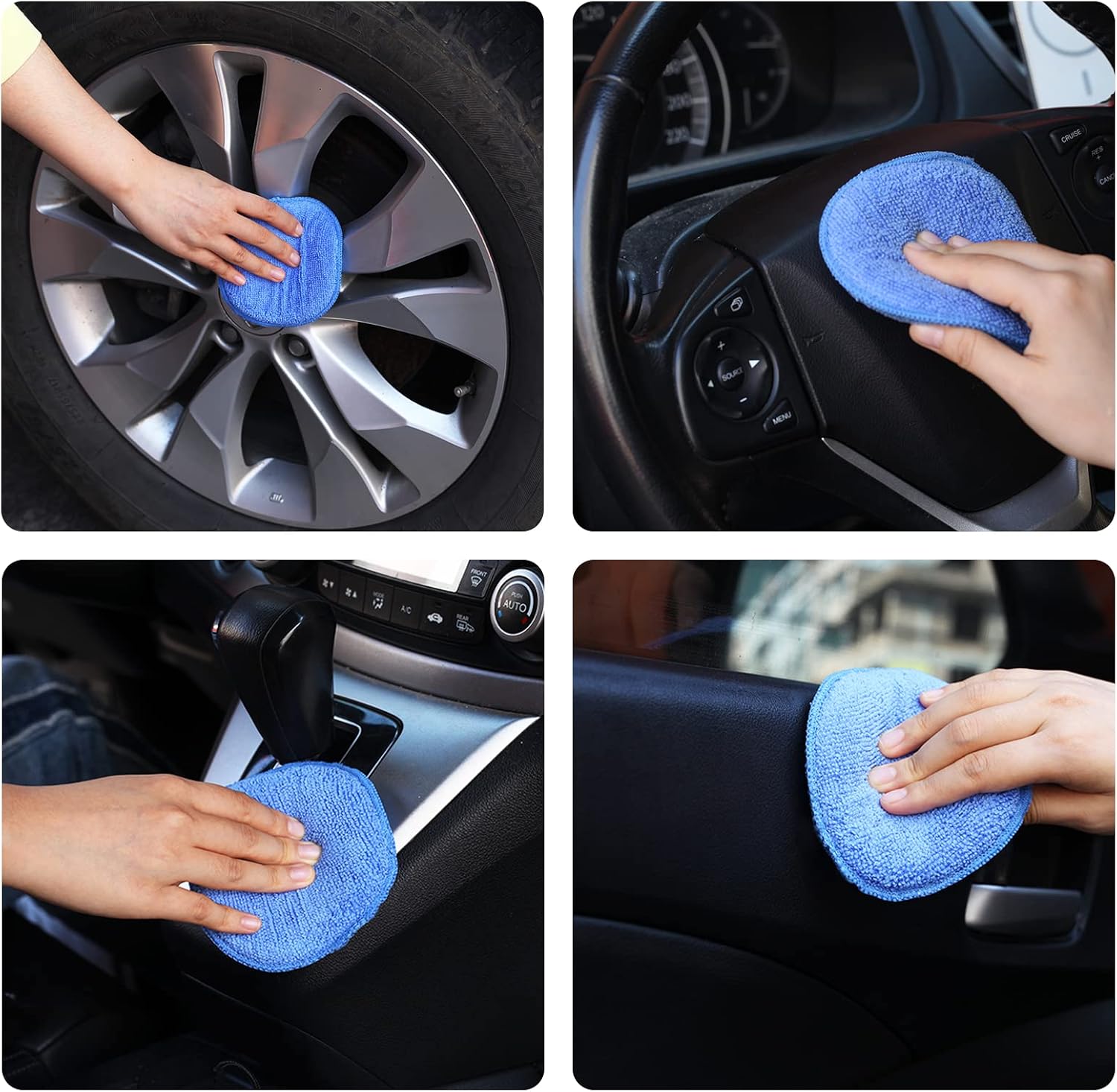 FONAROLL Wax Applicator Pads Polishing Pads Microfiber Applicator Pad for Car Wax and Polishing (Blue 12Pcs) - Image 4