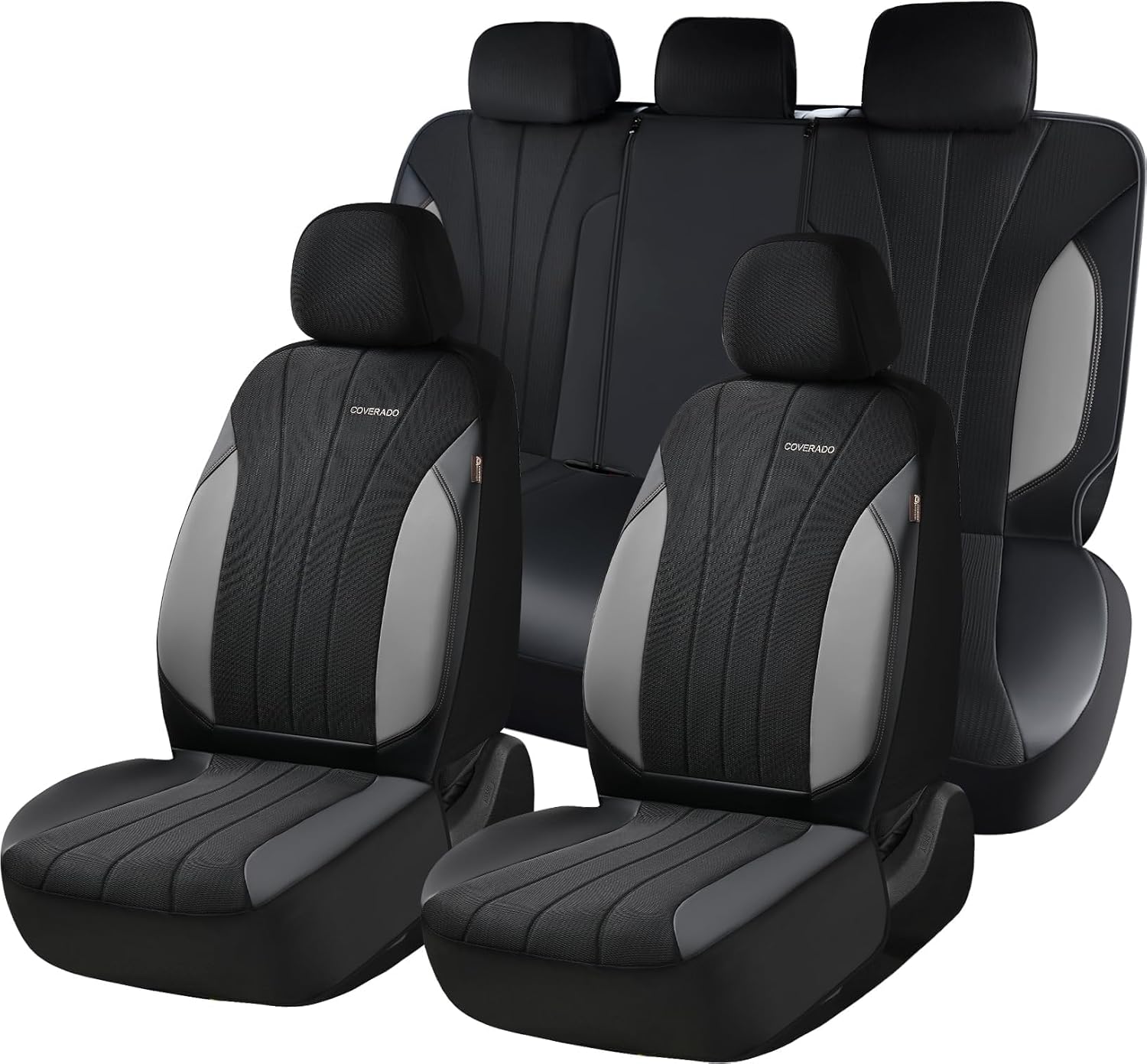 Coverado Automotive Seat Cover Full Set, Front and Rear Seat Covers, Waterproof Leather Seat Covers 5 Seats, Luxury Car Seat Protectors Universal Fit for Most Vehicles, SUV, Truck, Sedan - Image 2