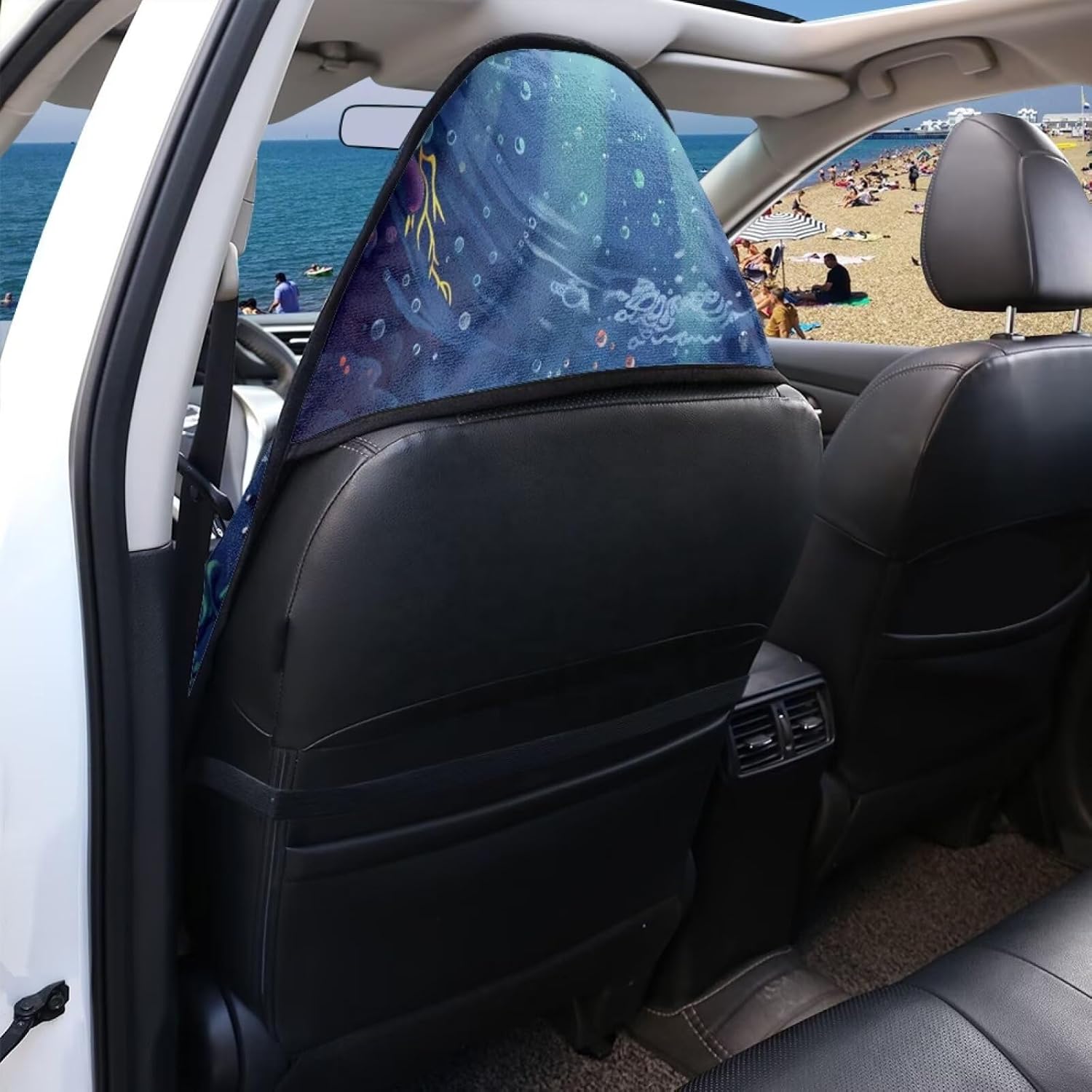 Sea Turtle Print Sweating Car Seat Hoodies,Coral Printed Towel Car Seat Cover for Auto,Waterproof Bucket Towel Automotive Seat Covers Fits Most Car Truck SUV Van - Image 6