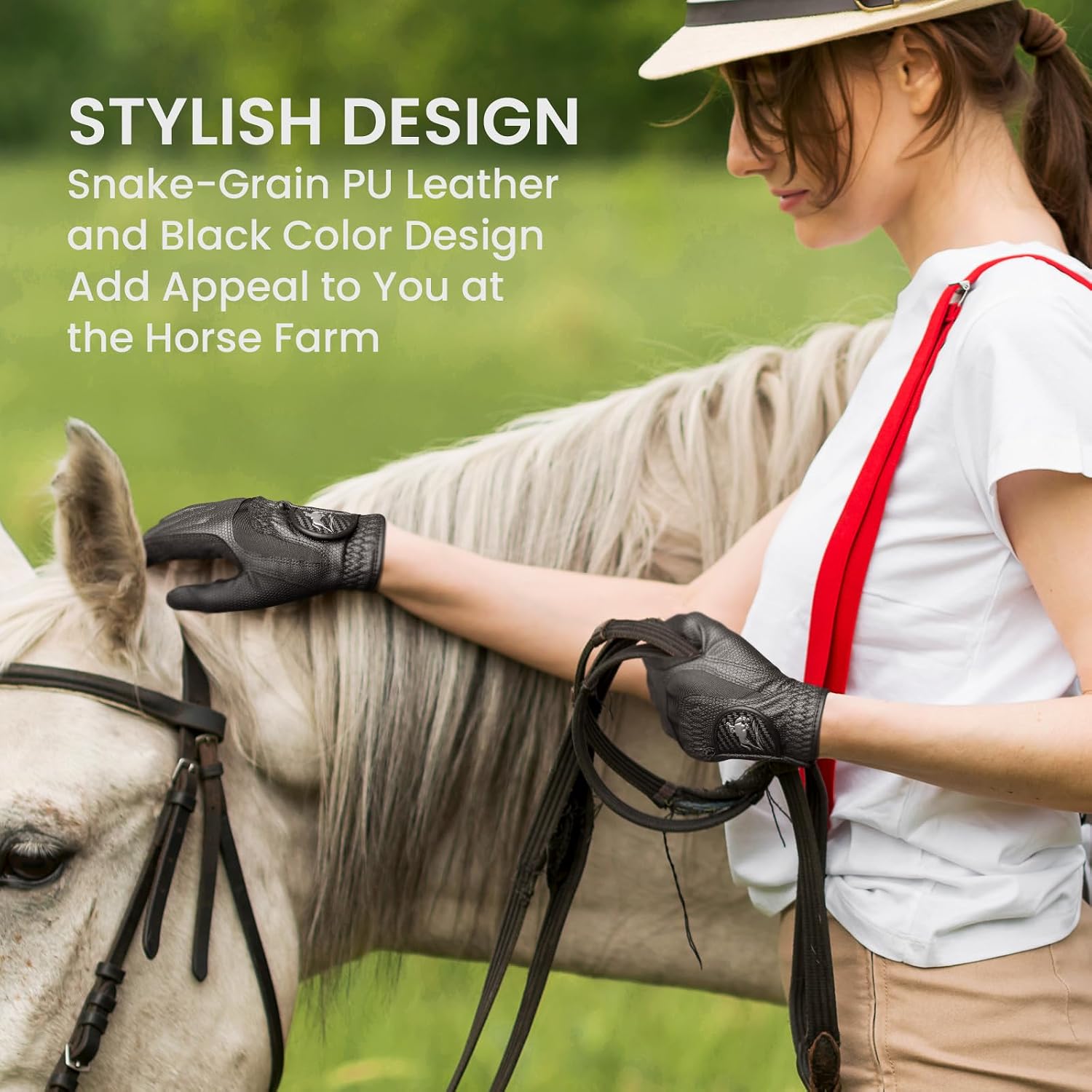 FINGER TEN Horse Riding Gloves Women Premium Pu Leather Equestrian Horseback Comfortable Grip Ladies Girls Glove Lightweight Breathable Touchscreen Stretchable for Outdoor Sport - Image 6