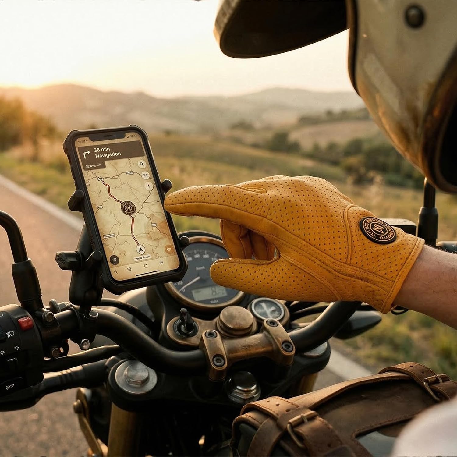Classic Goat Leather Motorcycle Gloves, Touchscreen Breathable Summer Riding Gear for Men and Women - Image 6