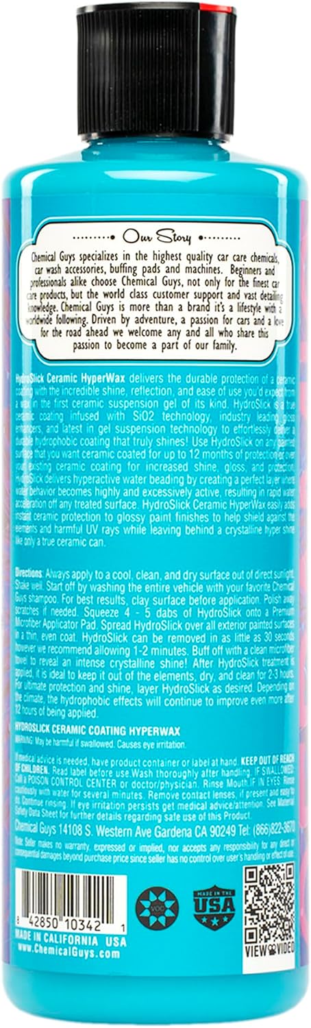 Chemical Guys, HydroSlick Intense Gloss Ceramic Coating HyperWax, 16 oz | Ceramic wax lays down high gloss and a hydrophobic, water-beading layer on paint, glass and trim, easy on and off - Image 3