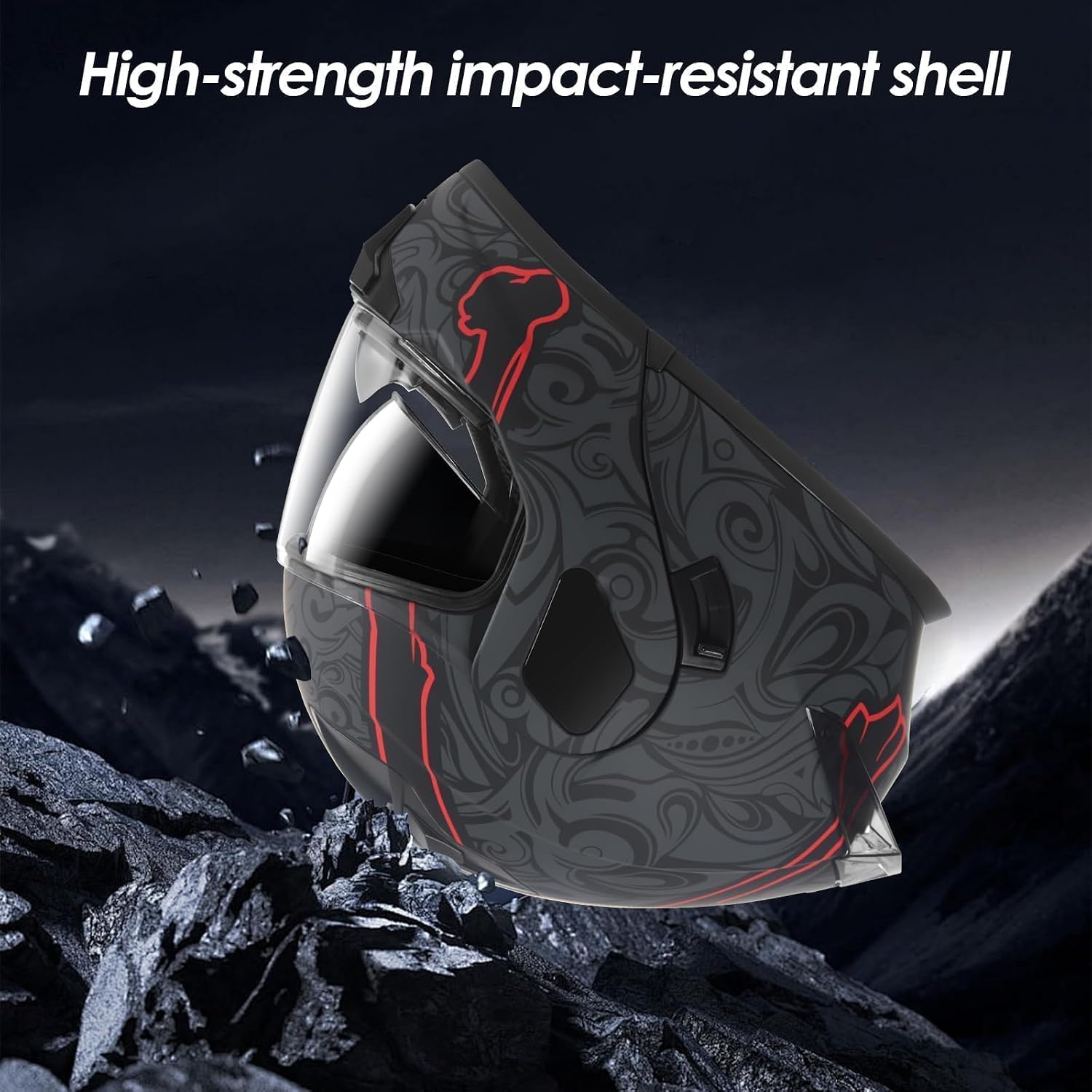 DOT Approved Full Face Modular Flip-Up Dual Visor Motorcycle Helmet for Adult Men Women, Lightweight ABS Shell & Ventilated, Street Bike ATV - Image 8