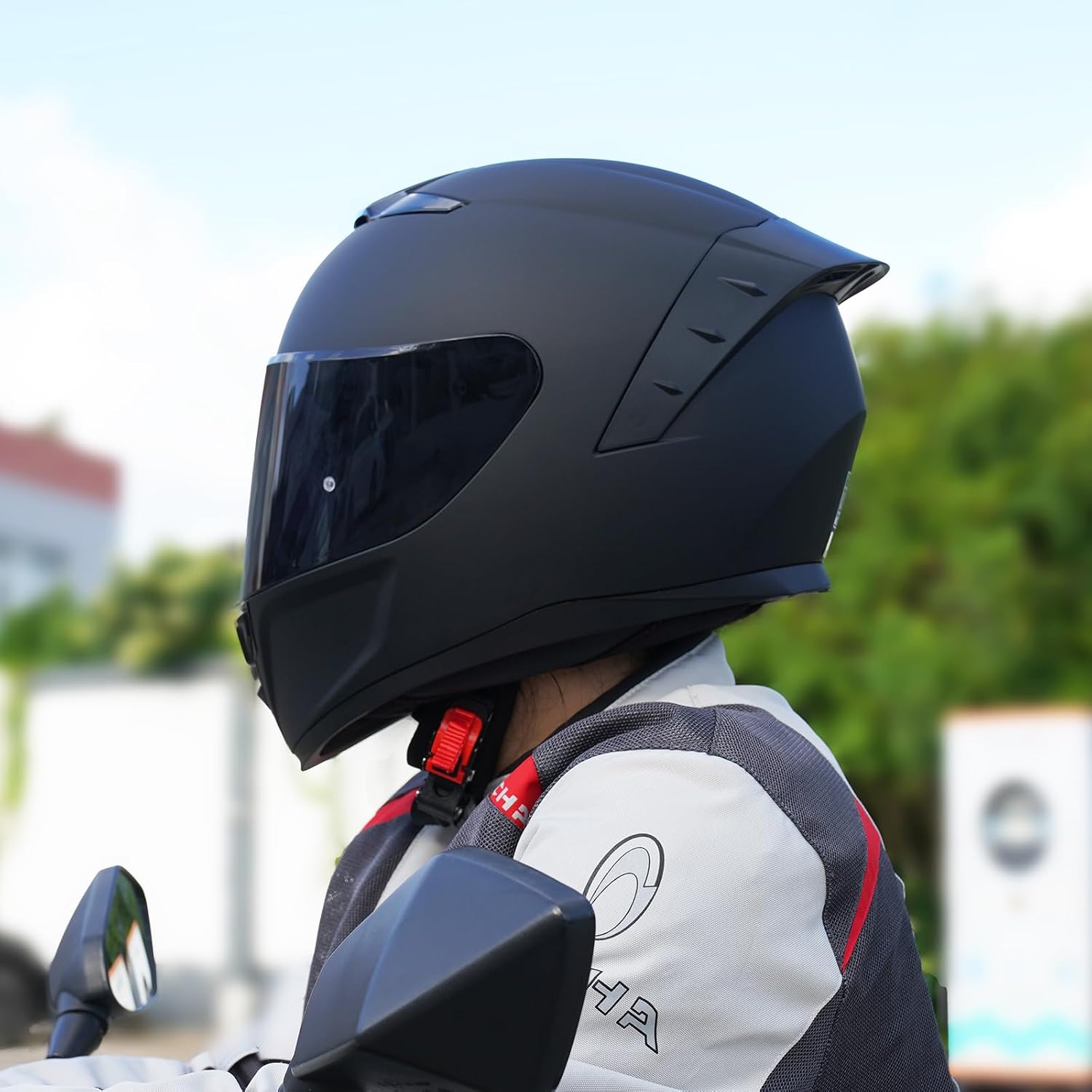 Full Face Motorcycle Helmets,MG611 DOT Approved Motorcycle Helmet | Motorbike Racing Street Bike Helmets for Adult Women Men with Black Visor & Storage Bag,Washable Liner,Glasses Friendly - Image 6