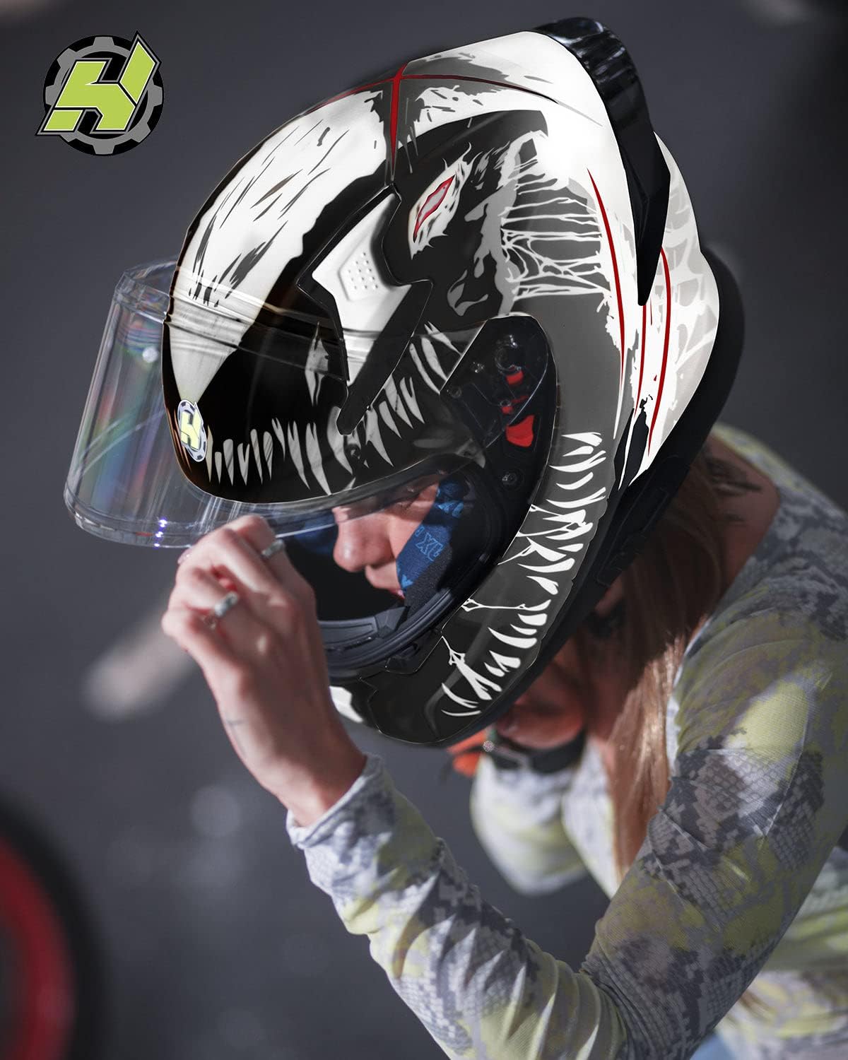 HAX Full Face Motorcycle DOT Approved Helmet with Dual Rear Wing and Pinlock Ready - Lightweight and Durable Motorbike Street Bike Helmet for Adults (Impulse Devour Black,S) - Image 8