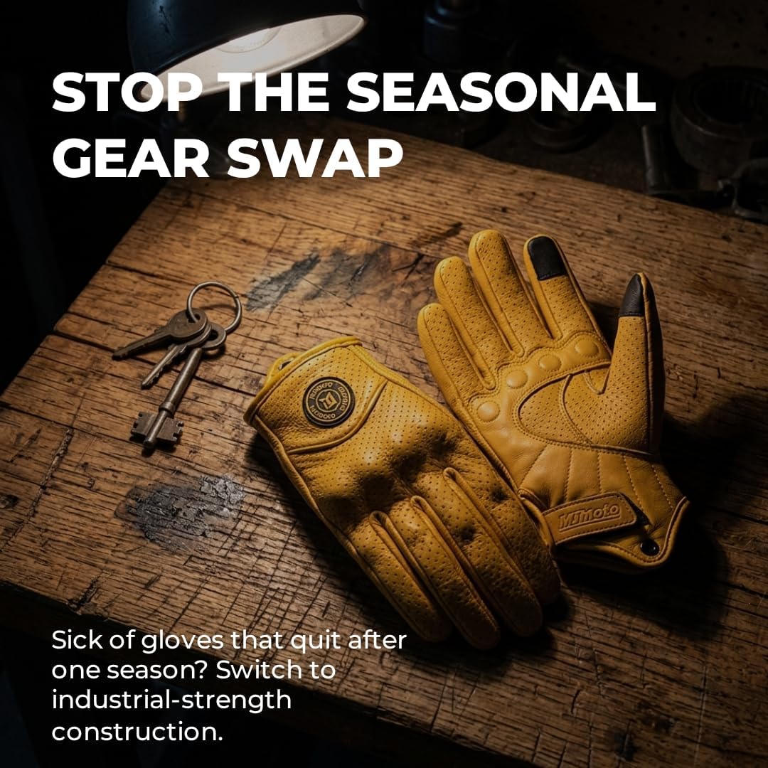 Classic Goat Leather Motorcycle Gloves, Touchscreen Breathable Summer Riding Gear for Men and Women - Image 5