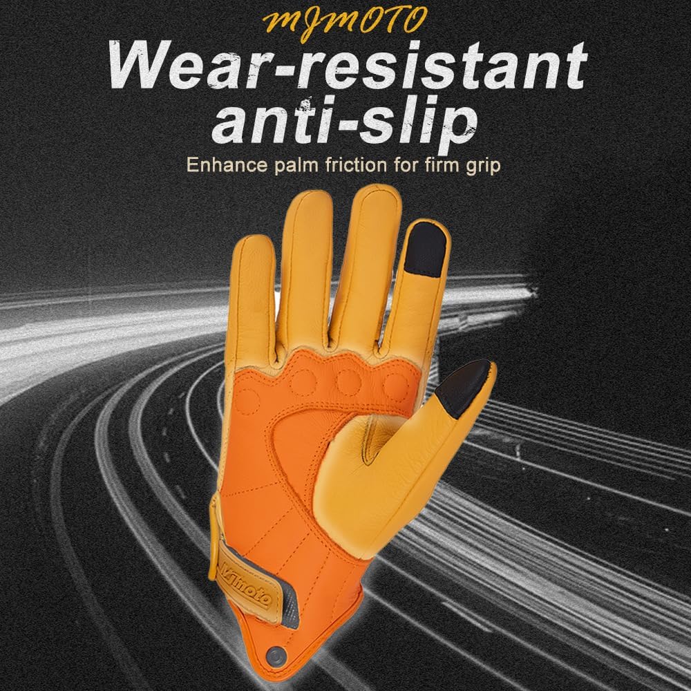 Classic Goat Leather Motorcycle Gloves, Touchscreen Breathable Summer Riding Gear for Men and Women - Image 9